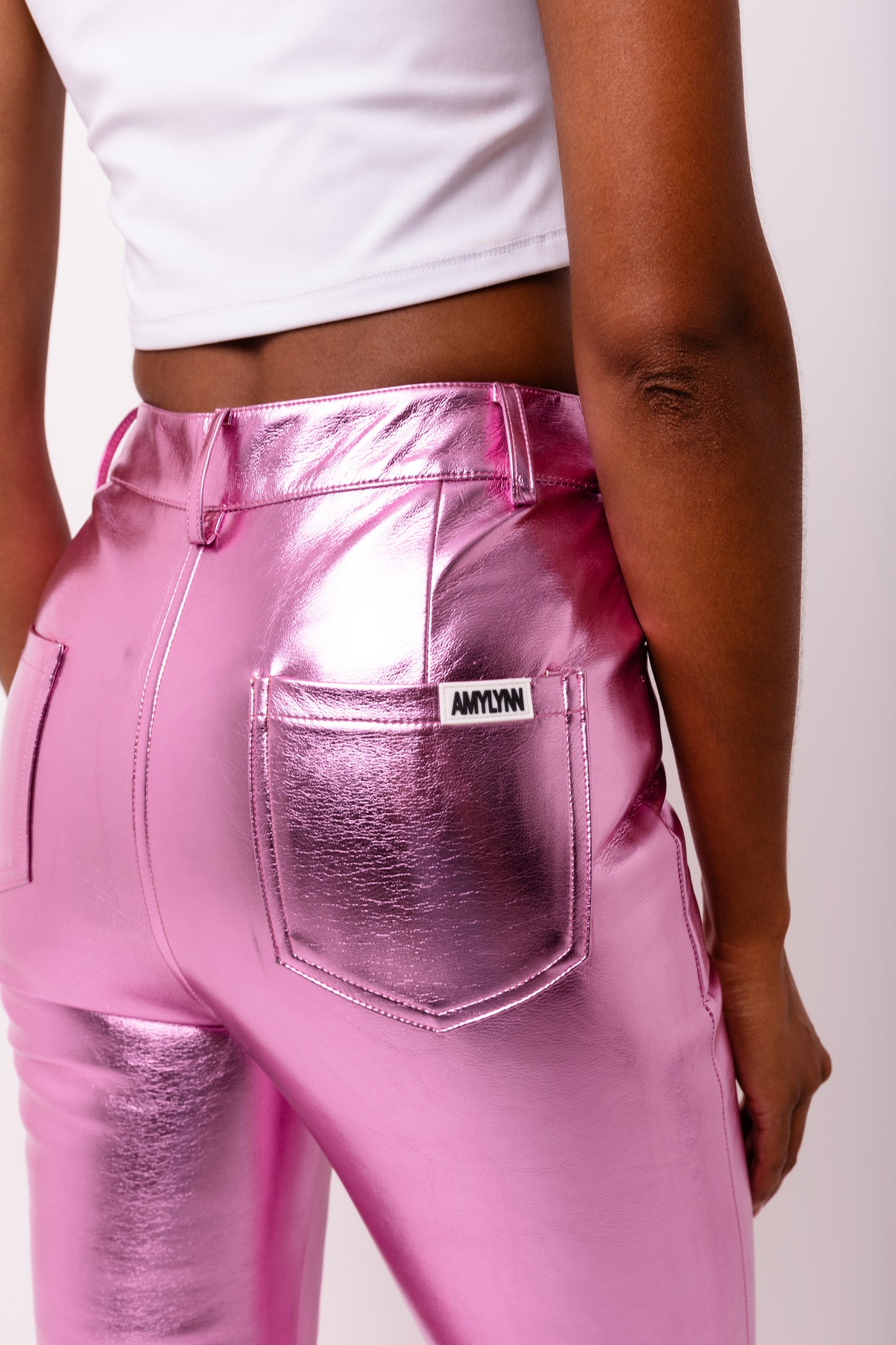 Lupe Metallic Faux Leather Slim Fit Pants-ALJH0209