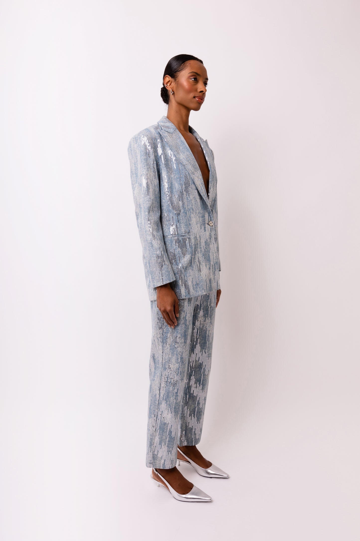 Teddie Embellished Denim Oversized Blazer-ALJH0286