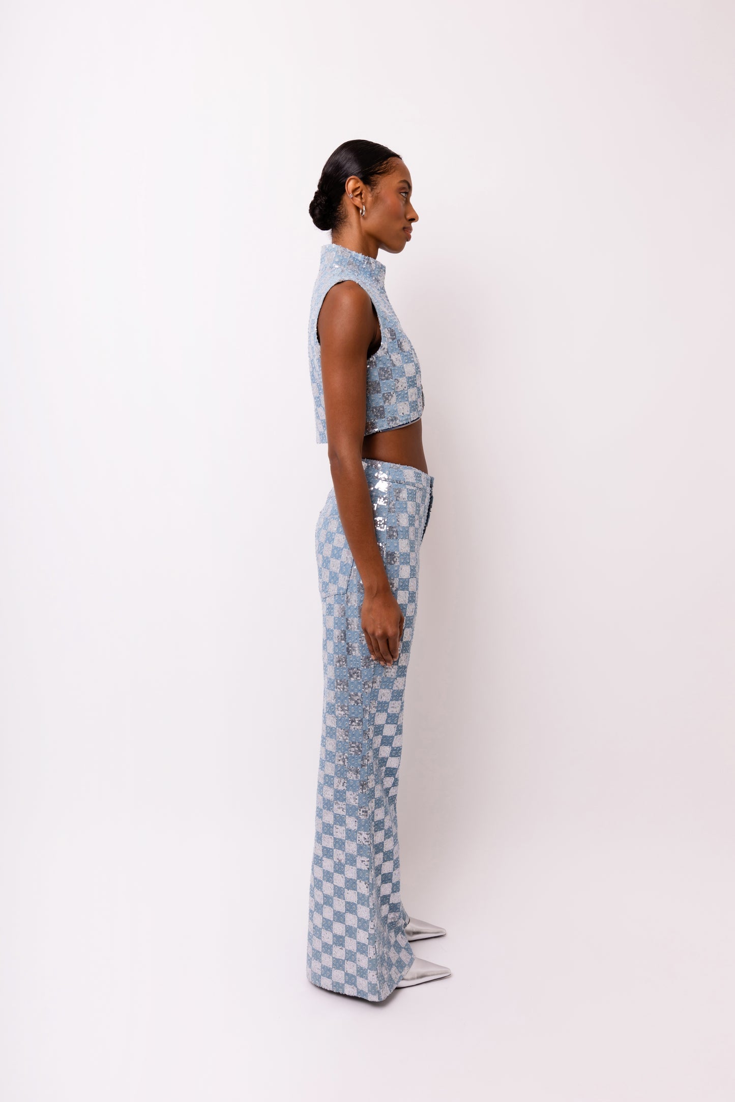 Paloma Sequin Cropped Zipped waistcoat-ALJH0305