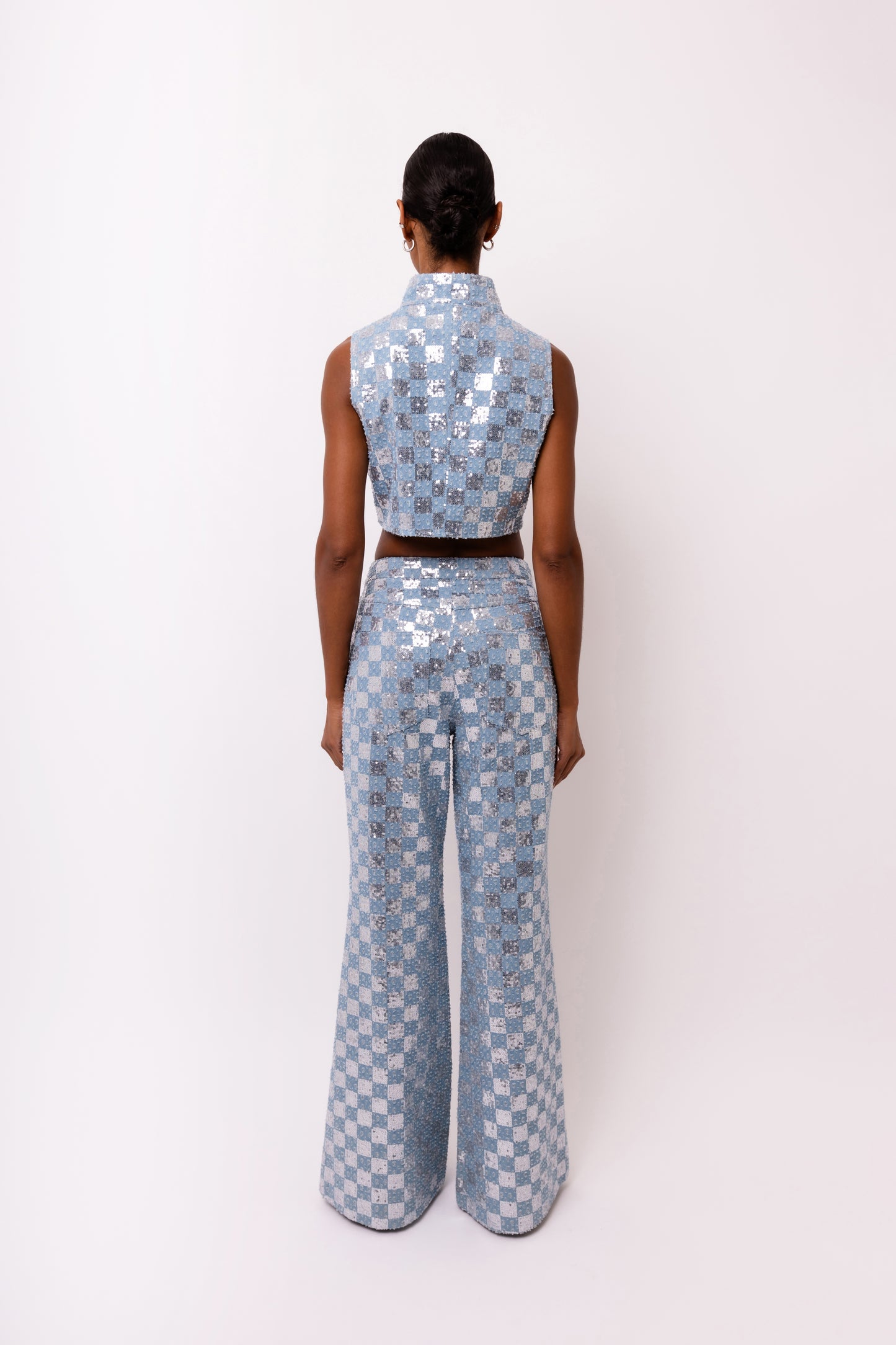 Paloma Sequin Cropped Zipped waistcoat-ALJH0305