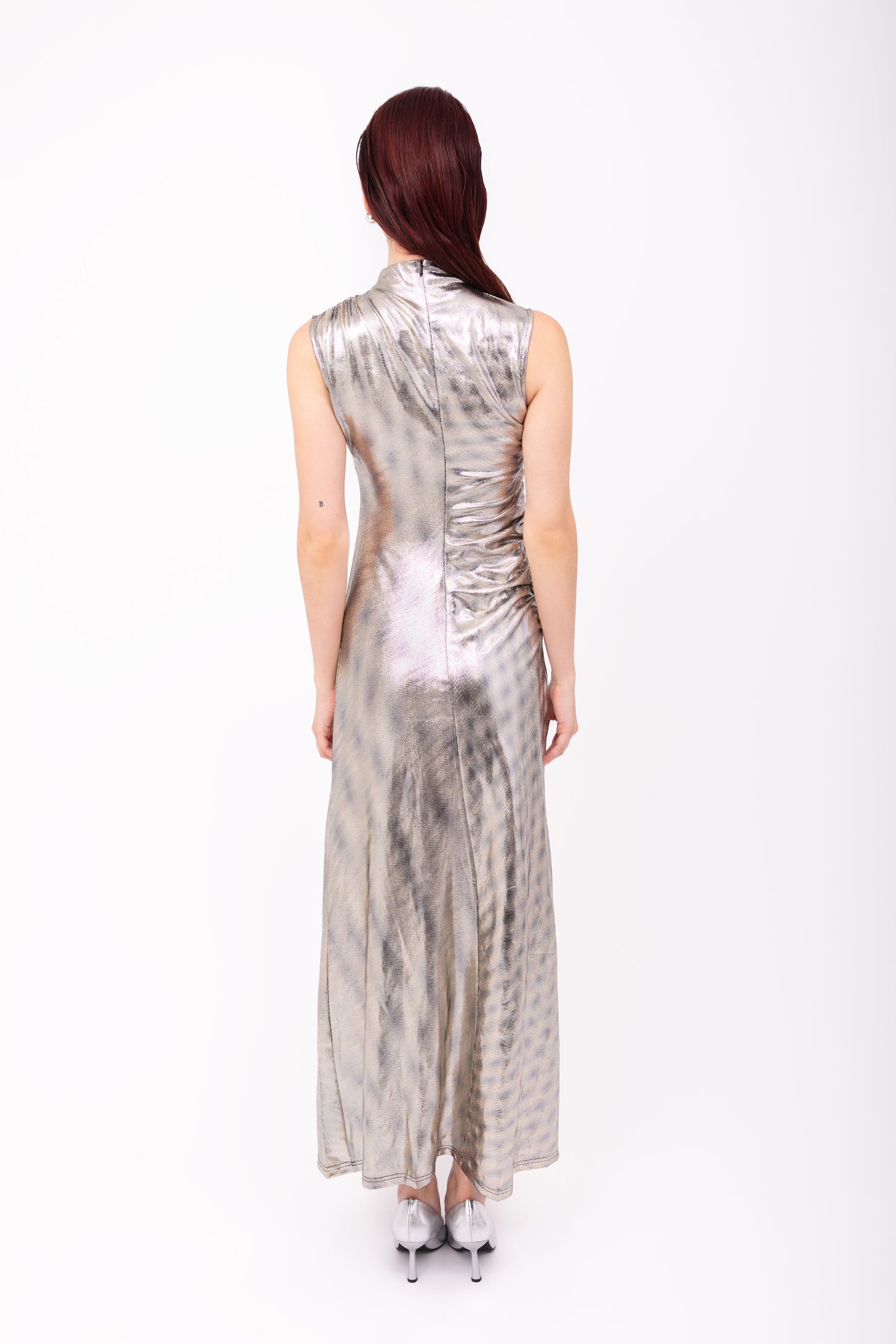Eva Silver Snakeskin Metallic Maxi Dress-ALLW166
