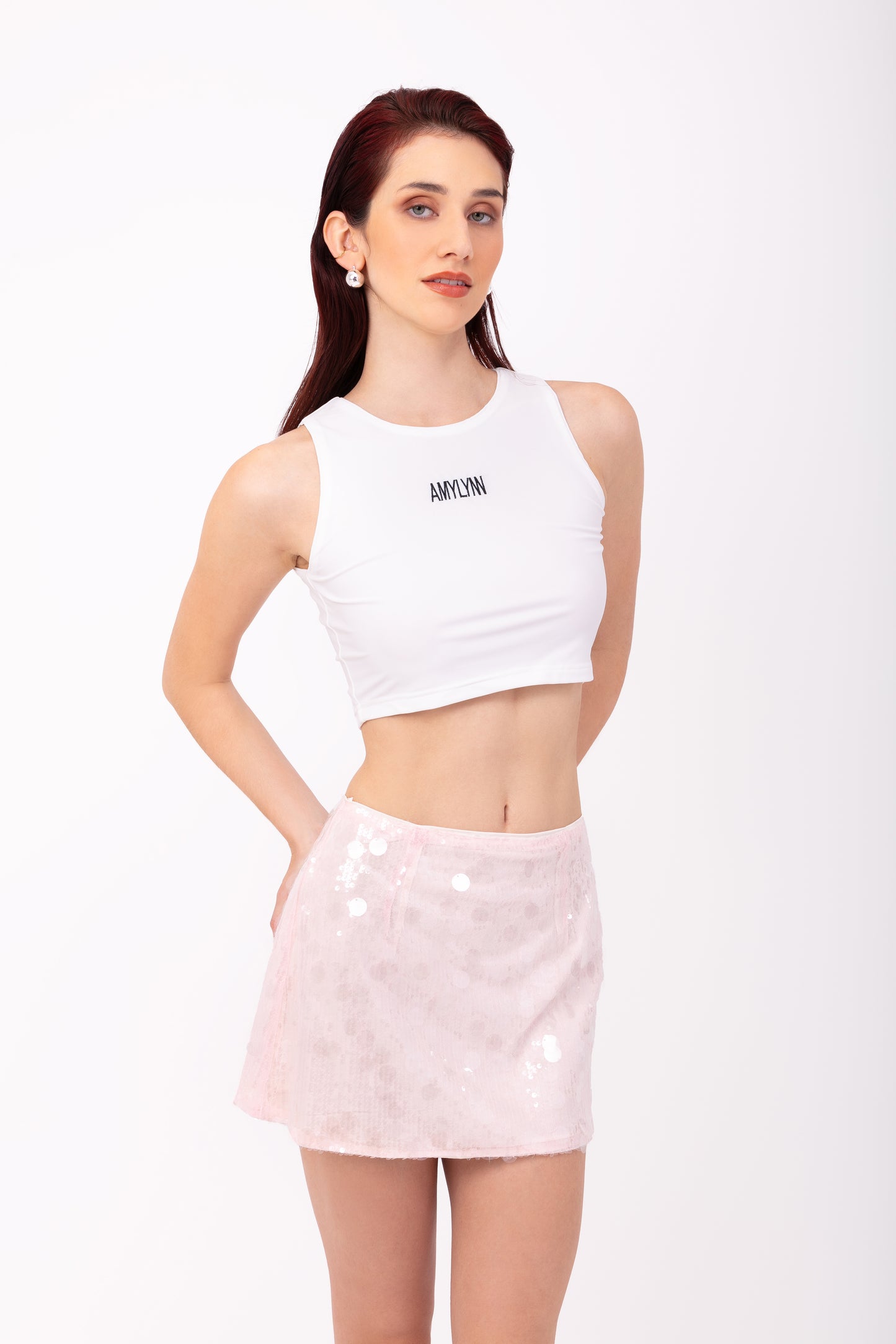Oceane Ice Pink Disc Mini Skirt-ALLW093-5
