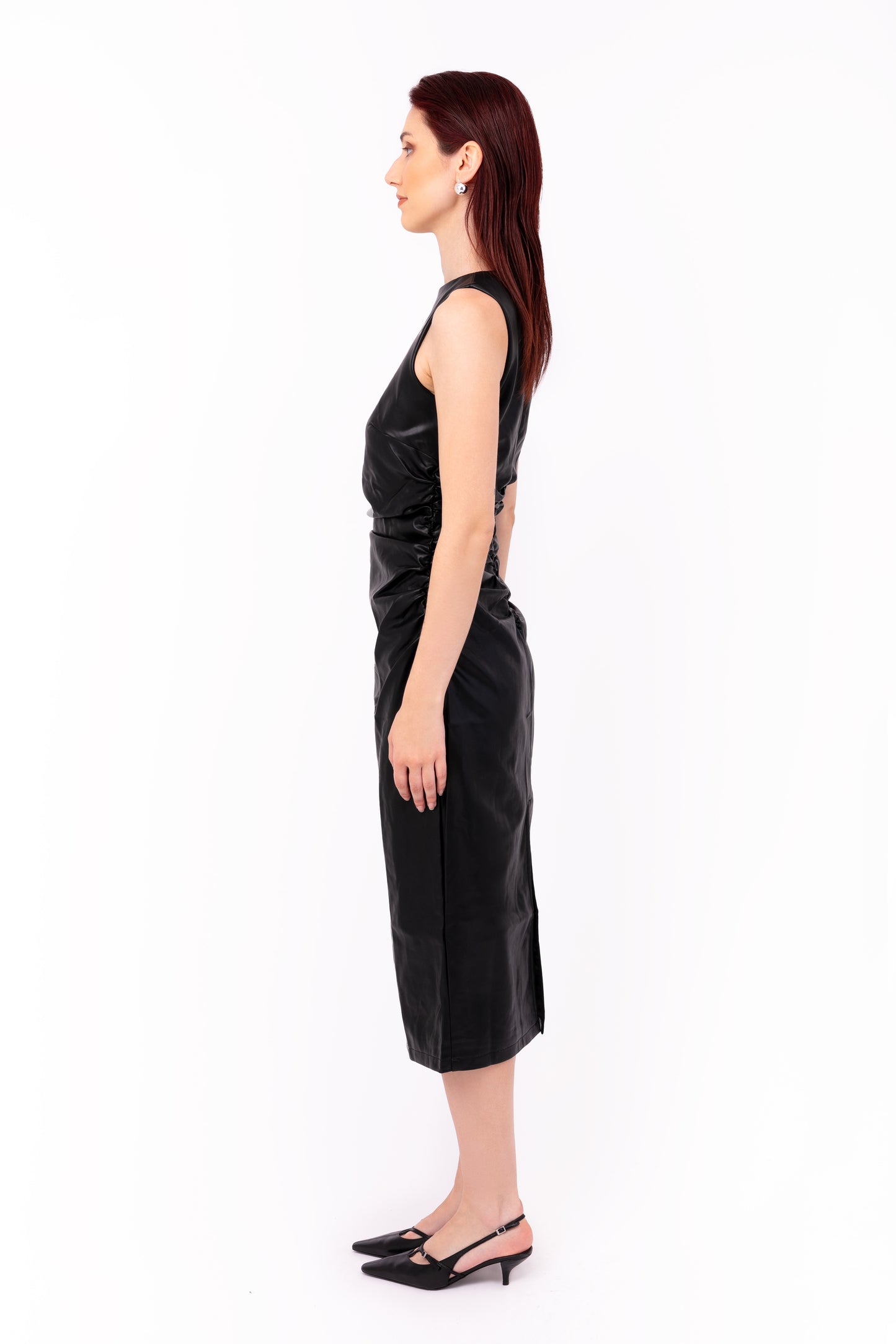 Vera Black Leather Midi Dress-ALLW080-3