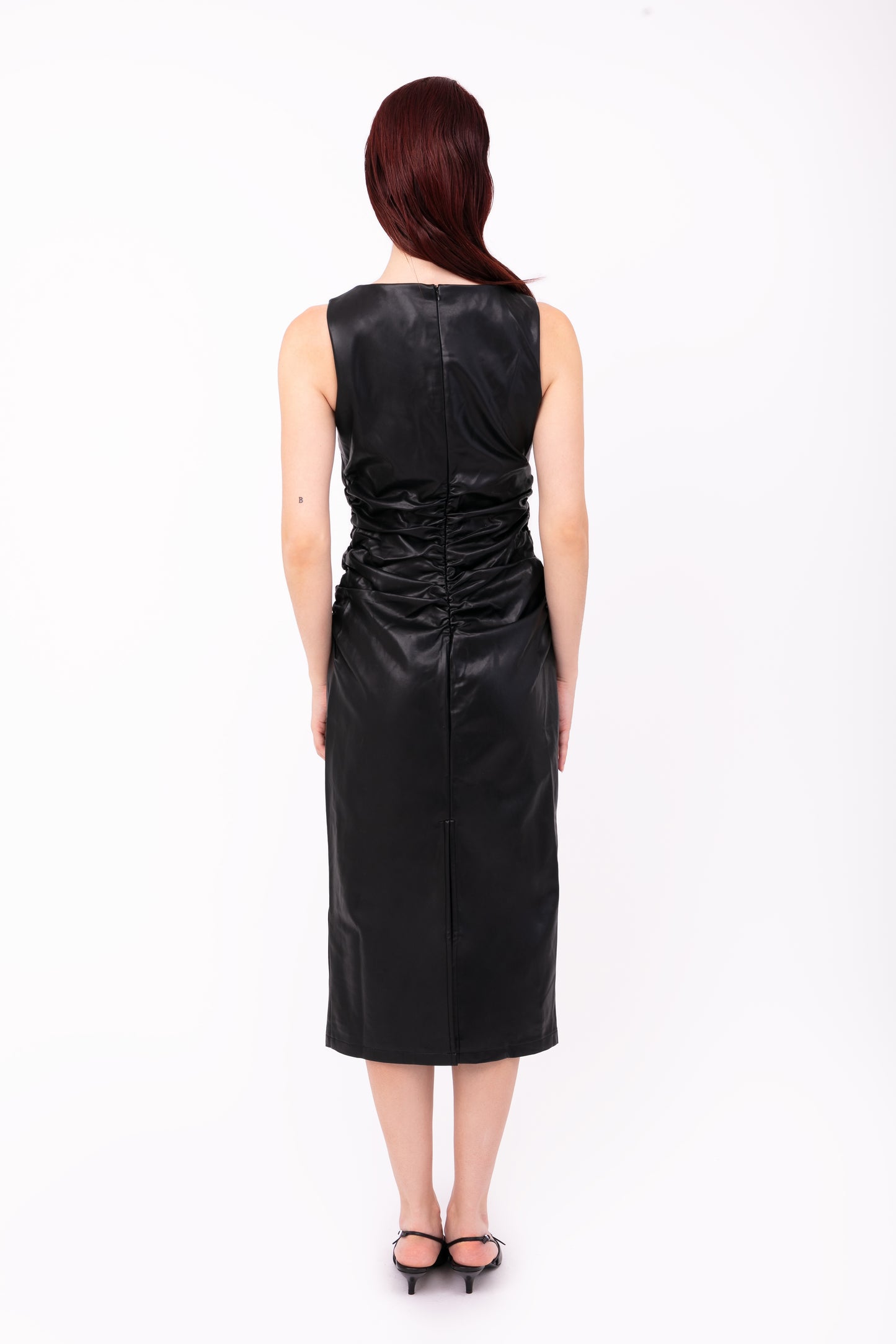 Vera Black Leather Midi Dress-ALLW080-3