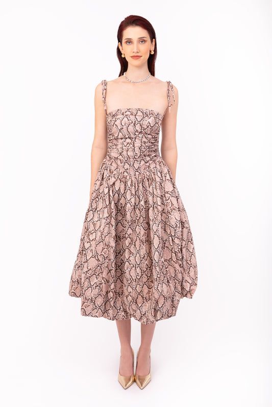 Alexa Snake Print Puffball Dress-AL2750-19