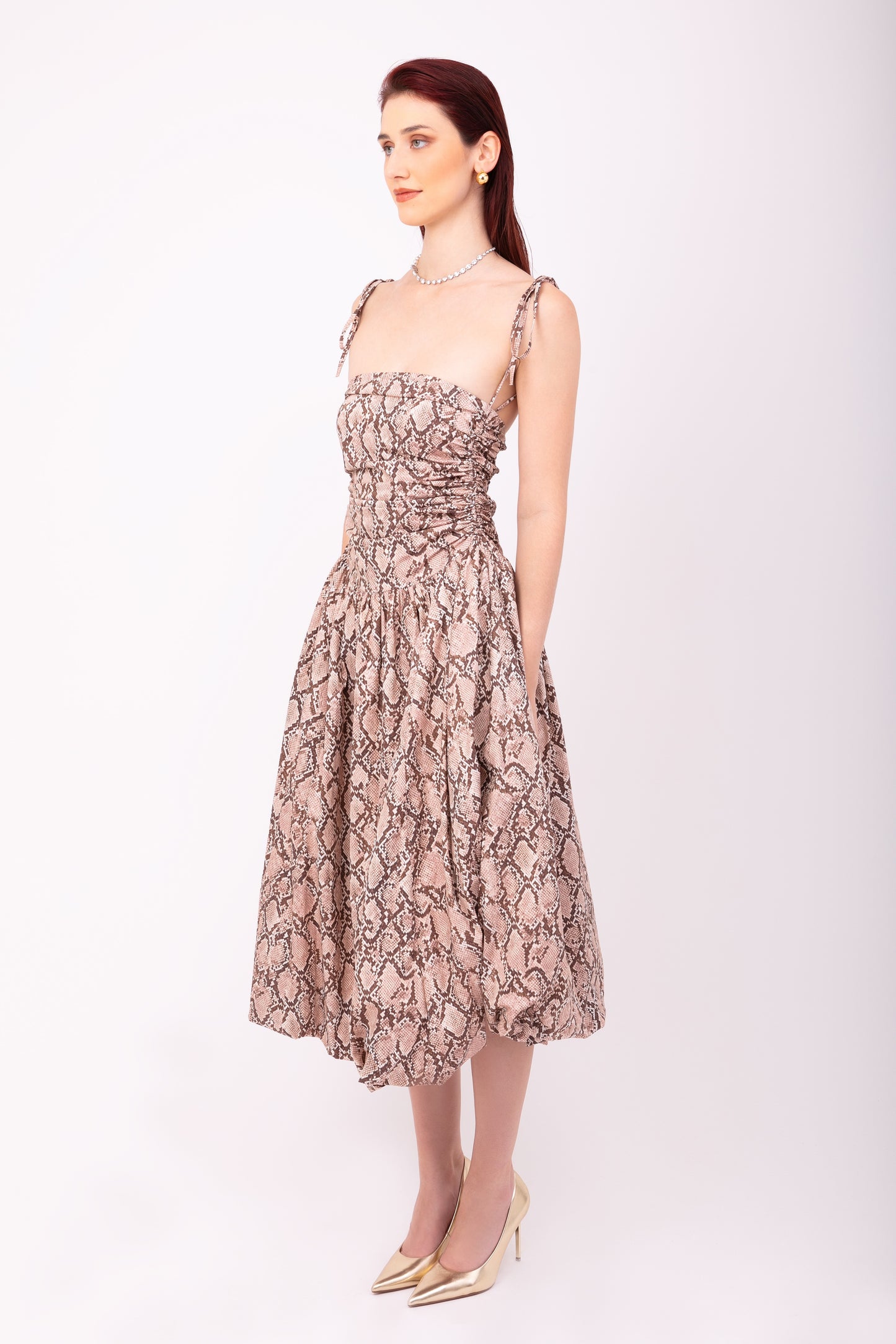 Alexa Snake Print Puffball Dress-AL2750-19