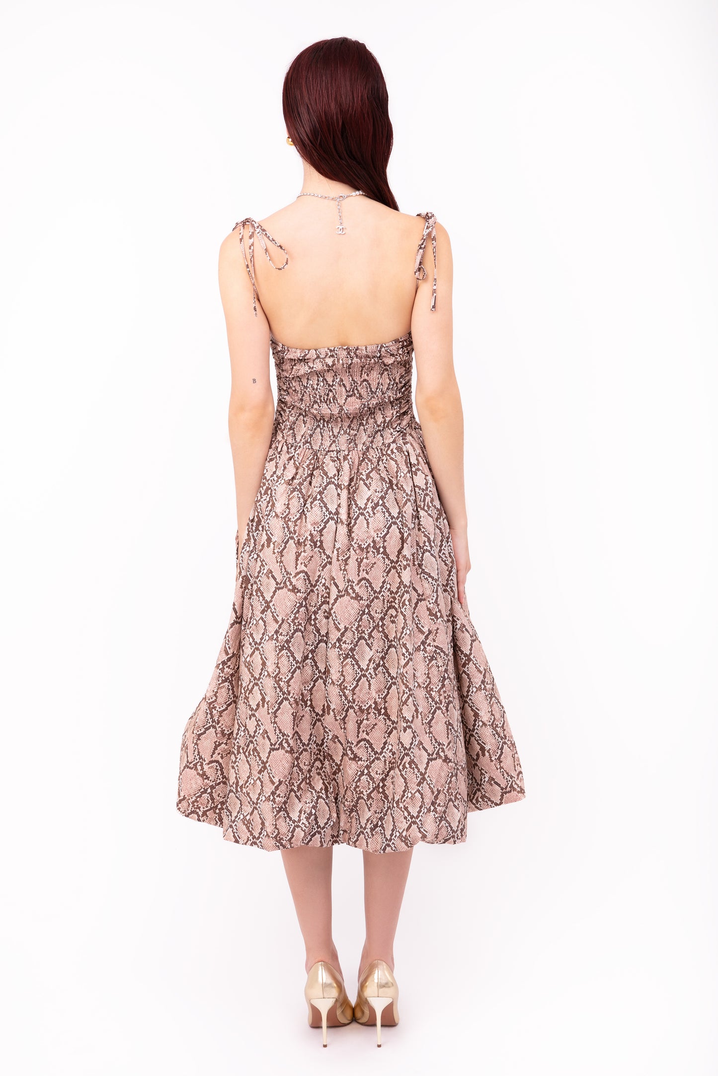 Alexa Snake Print Puffball Dress-AL2750-19