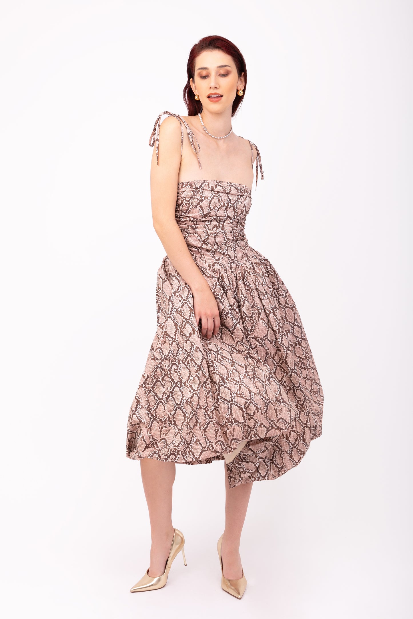 Alexa Snake Print Puffball Dress-AL2750-19