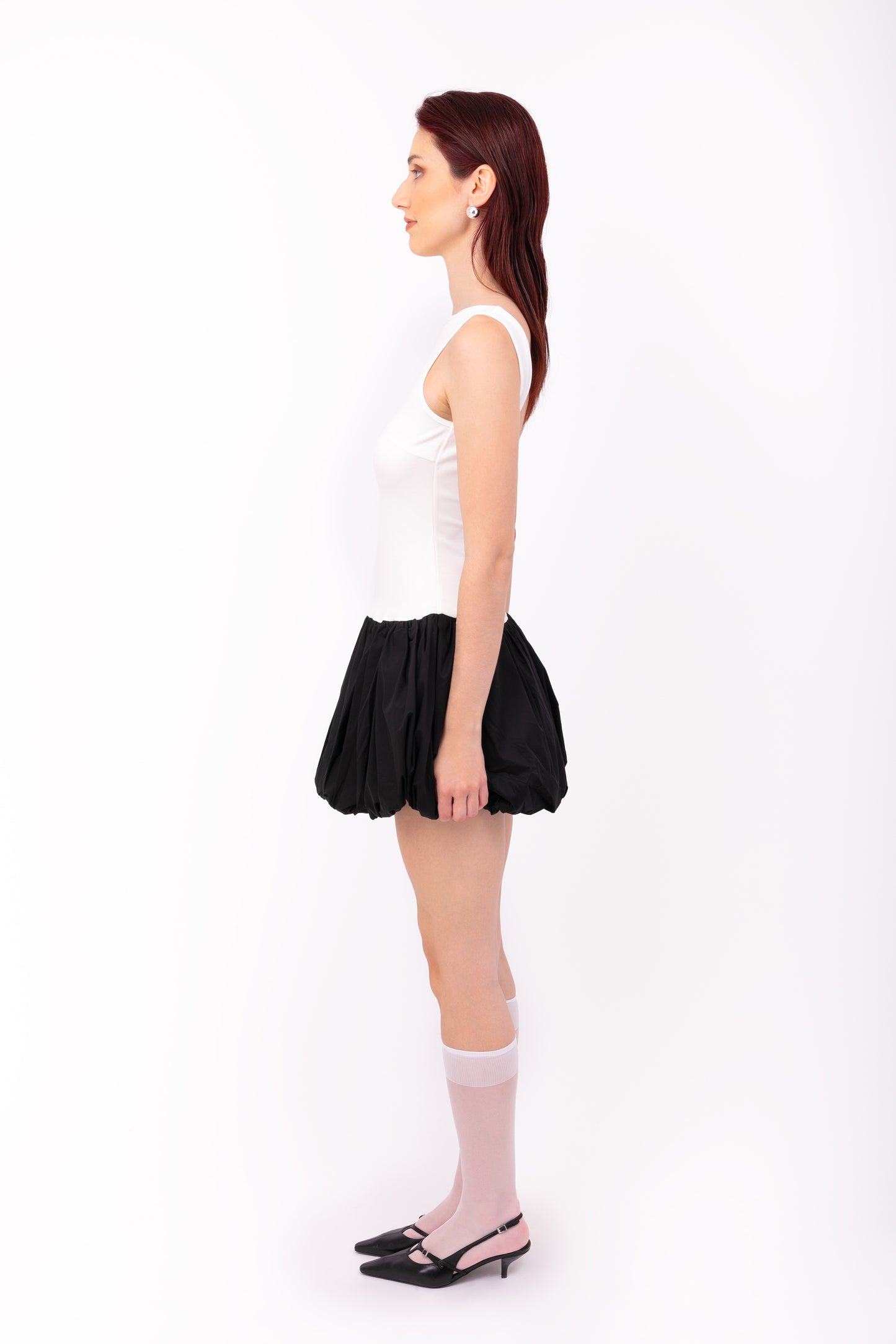 Robyn Monochrome Scoop Back Puffball Mini Dress-ALLW187-2