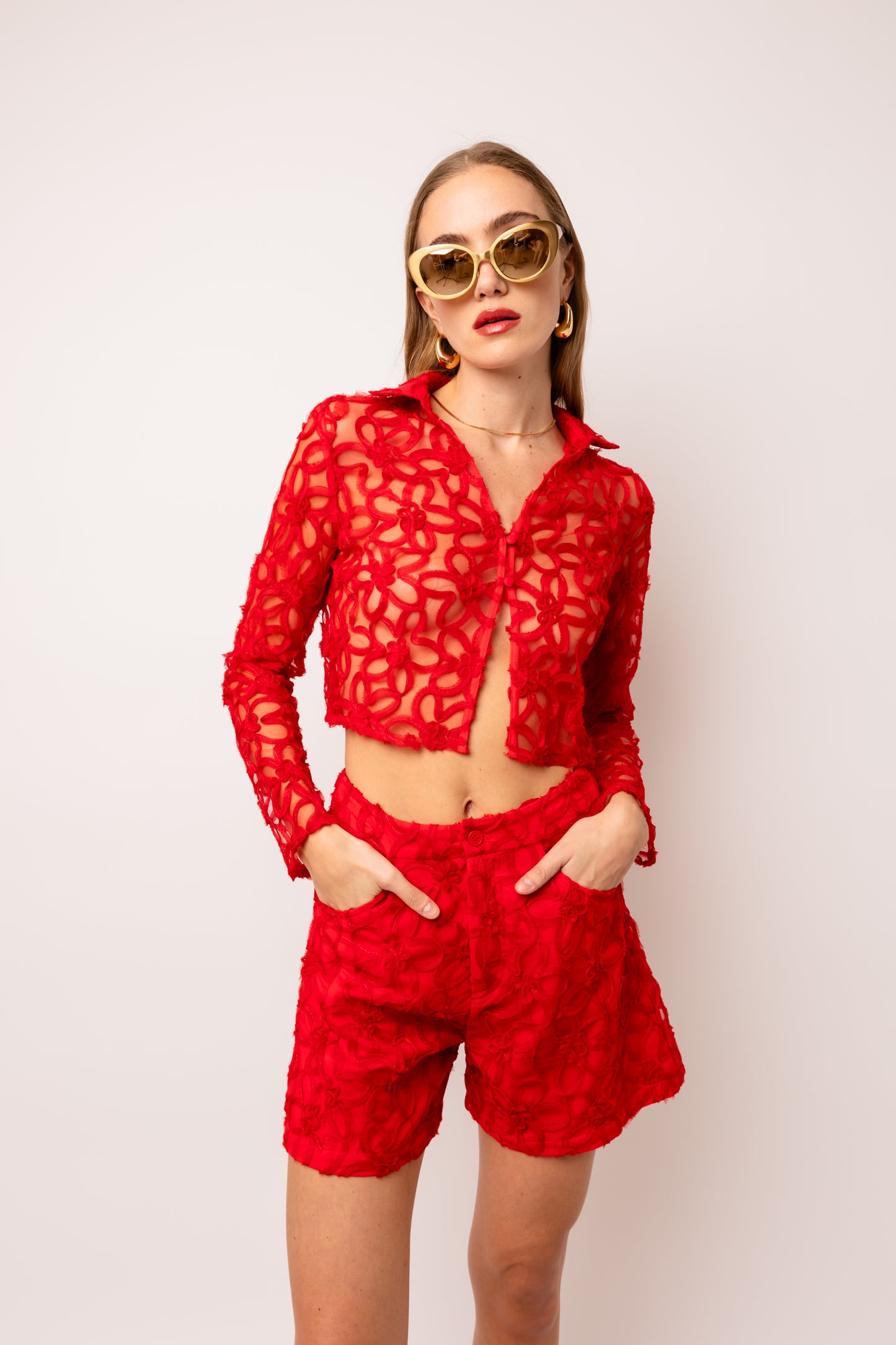 Sunnie Red Floral Blouse-ALCM031