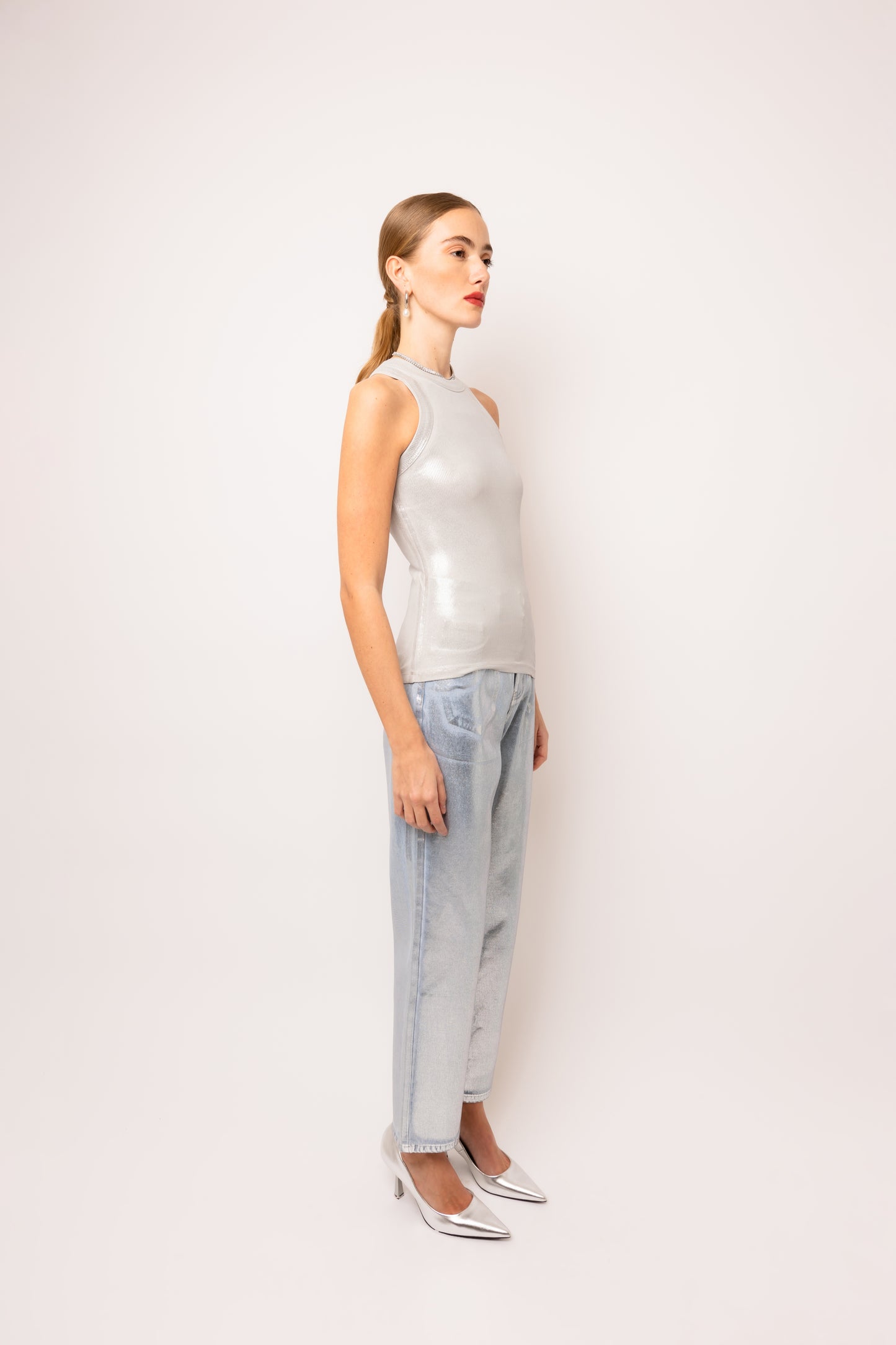 Lupe Silver Denim Coated Pants-DB005-11-2