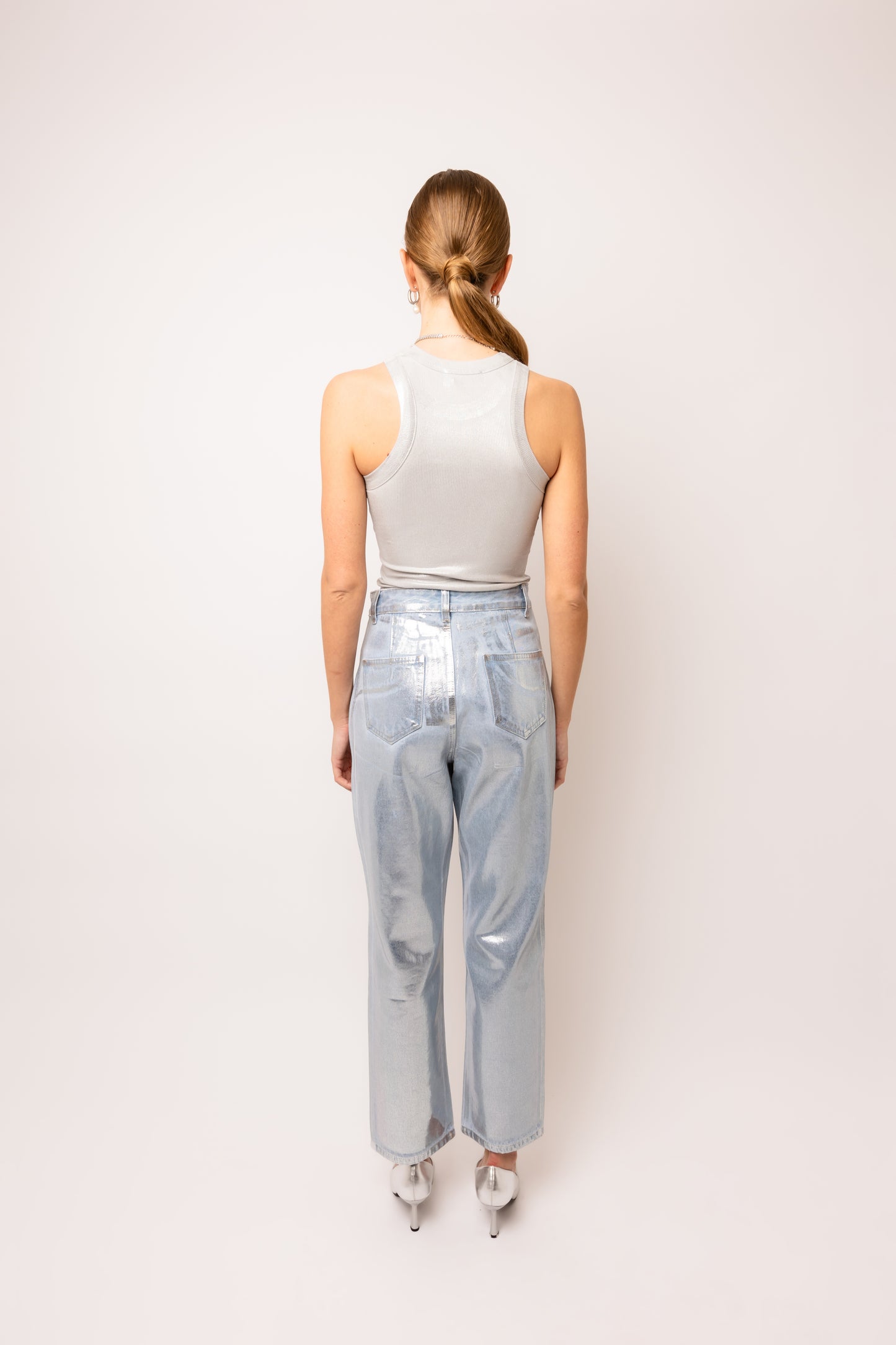 Lupe Silver Denim Coated Pants-DB005-11-2