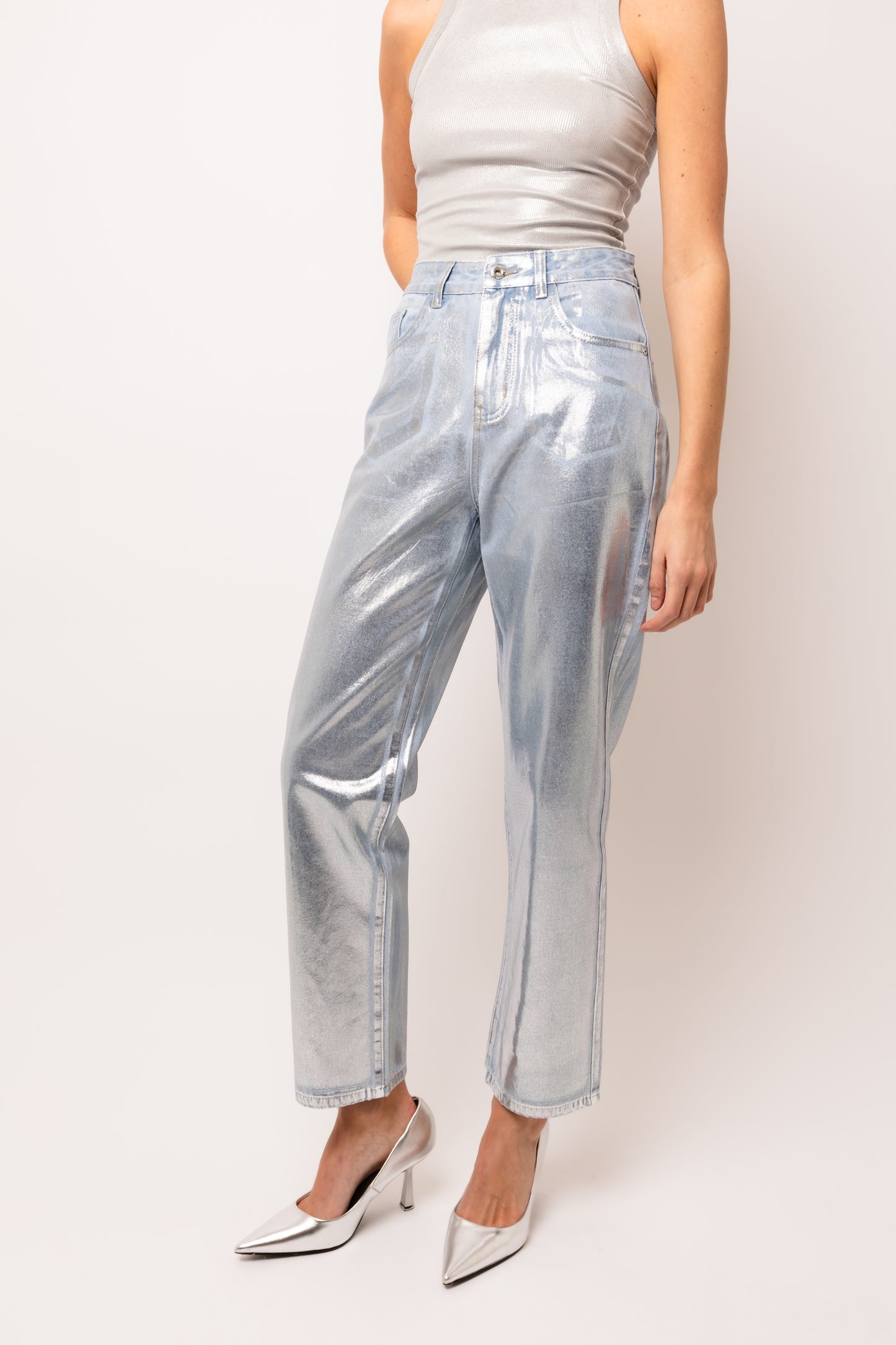 Lupe Silver Denim Coated Pants-DB005-11-2