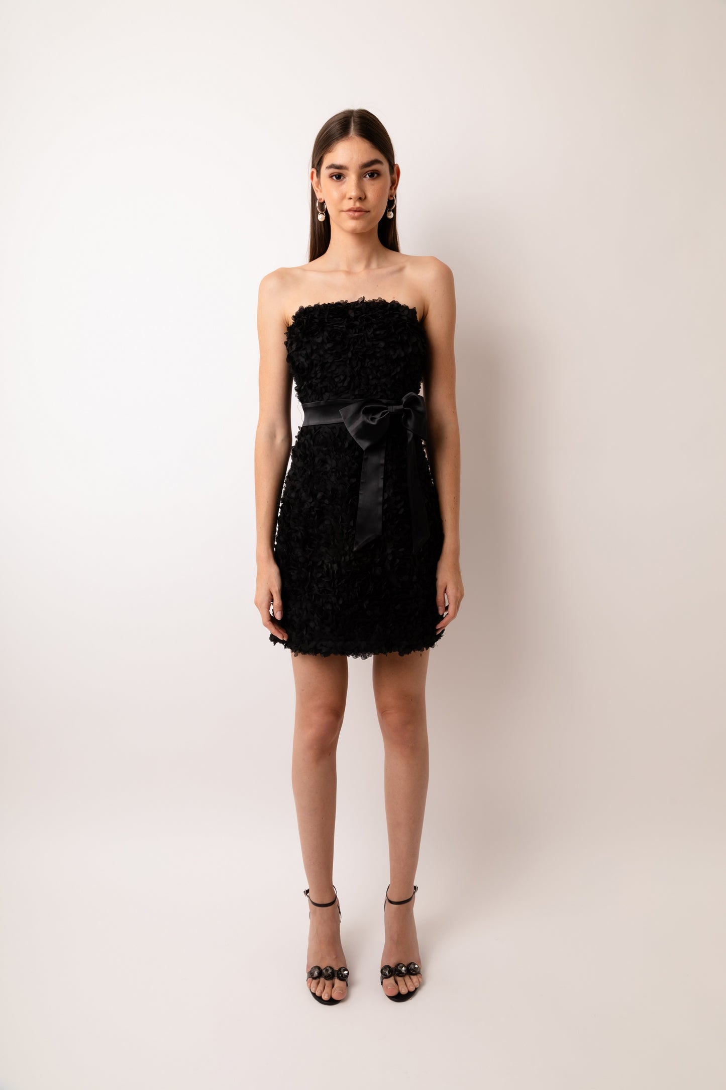 Rosa Bow Detail Fitted Bandeau Mini Dress-ALJH0246