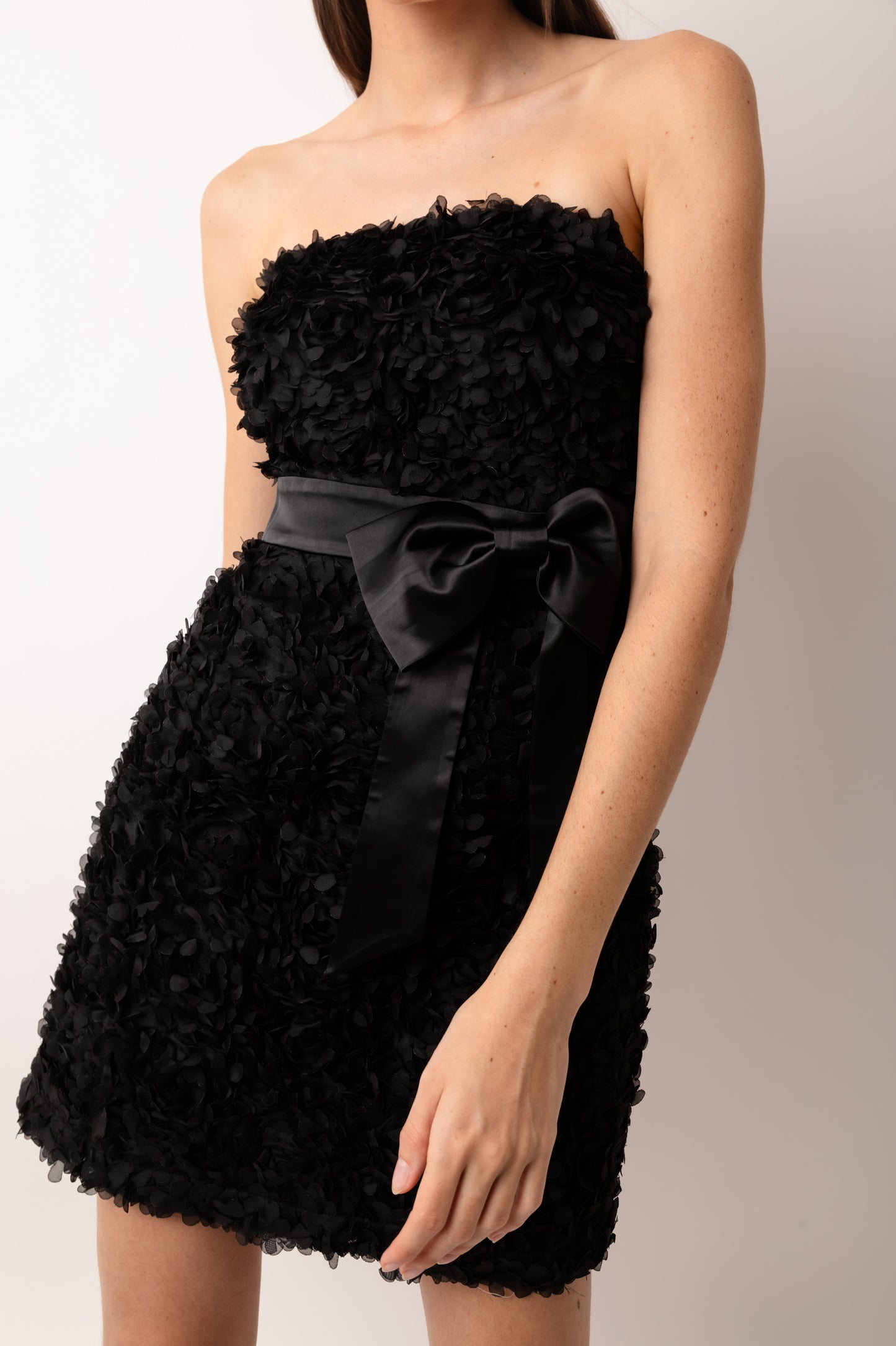 Rosa Bow Detail Fitted Bandeau Mini Dress-ALJH0246