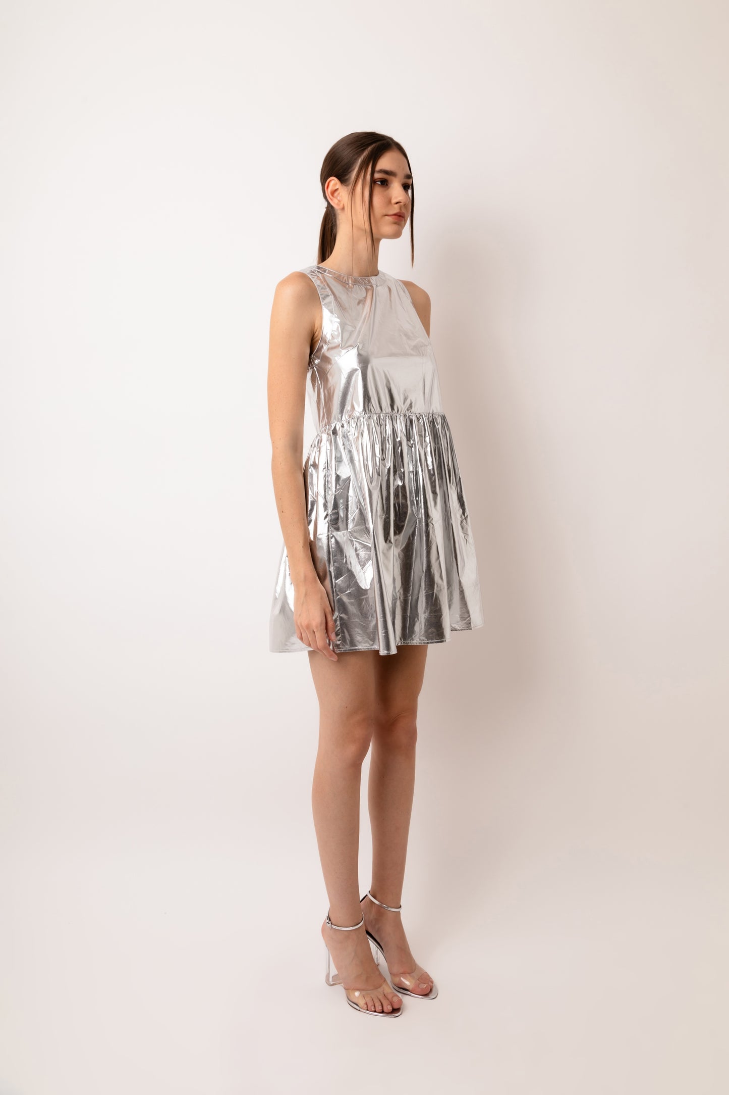 London Baby Doll Metallic Mini Dress-ALQQ2062