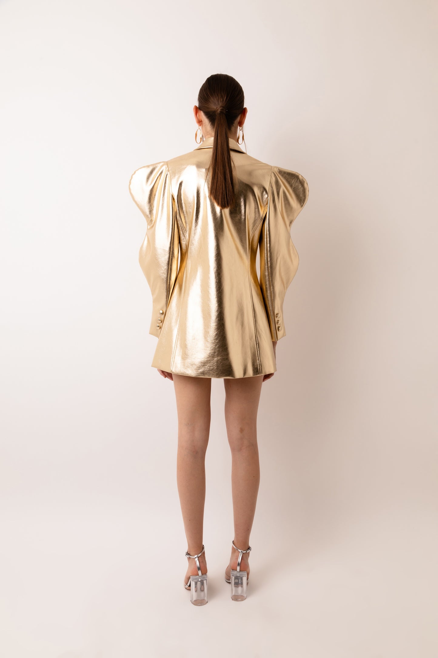 Soft Metallic PU Blazer Dress-ALJH0235