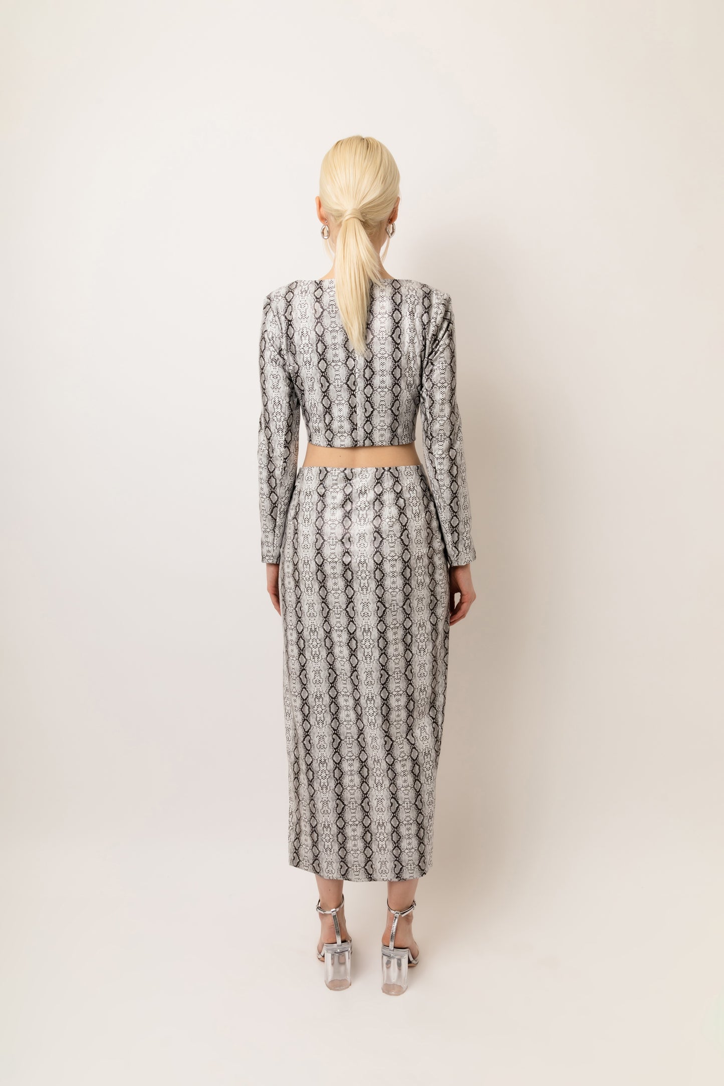 Cici Snake Faux Leather Top & Skirt Set-ALJH0201&ALJH0201-1