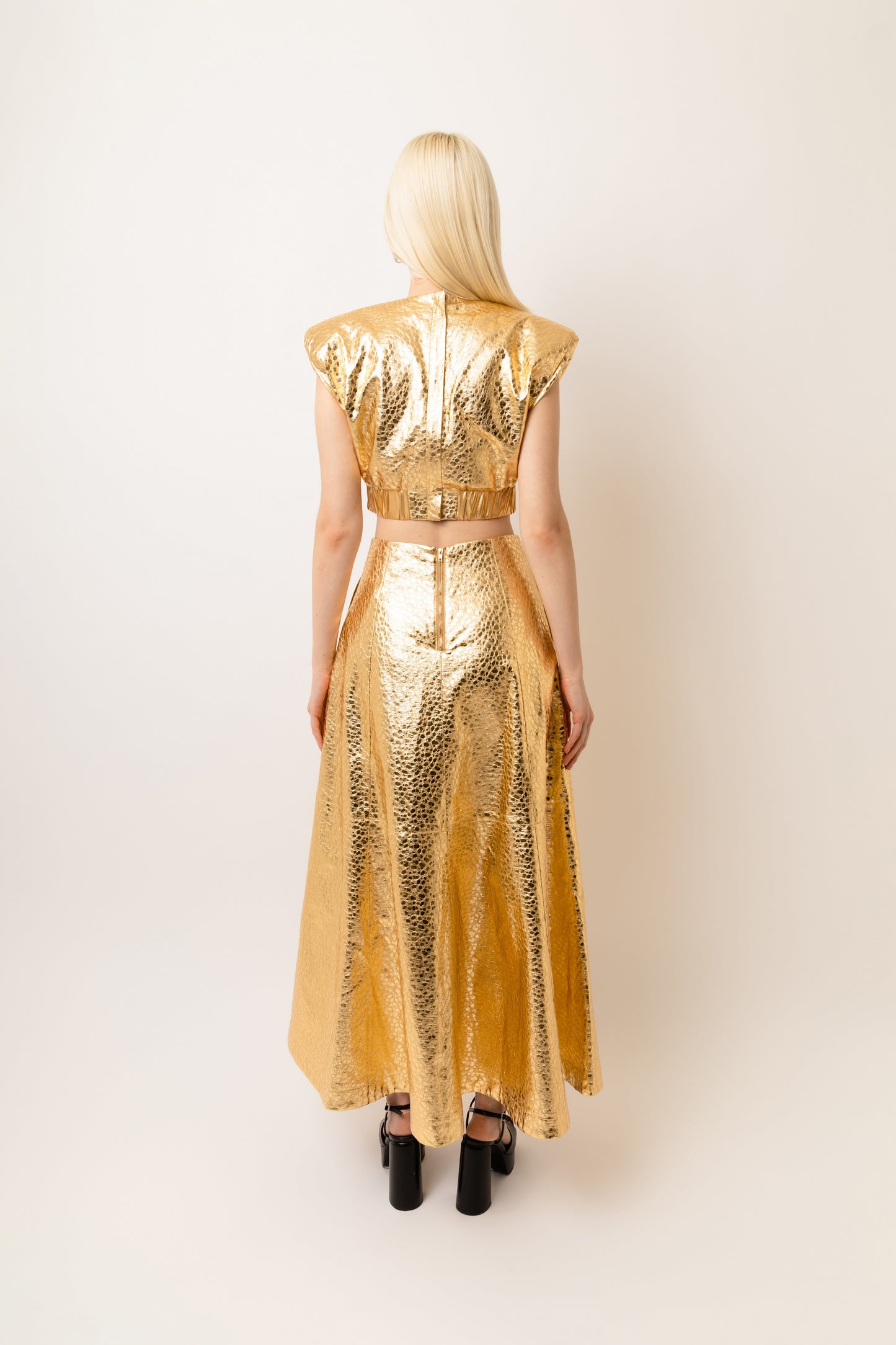 Phoebe Leopard Faux Leather High Waist Maxi Skirt-ALJH0229