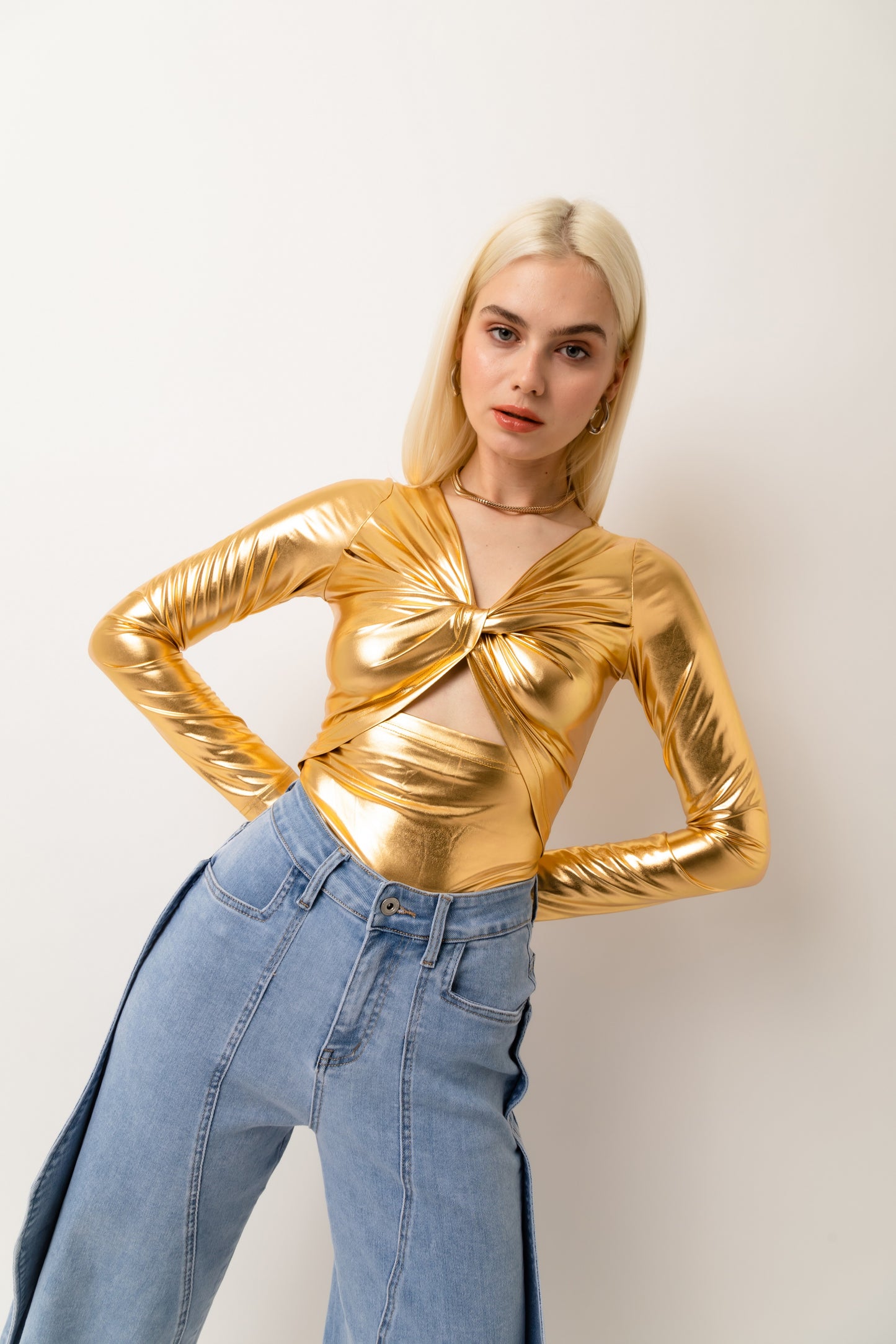 Martina High Shine Stretch Long Sleeve Top-ALJH0204