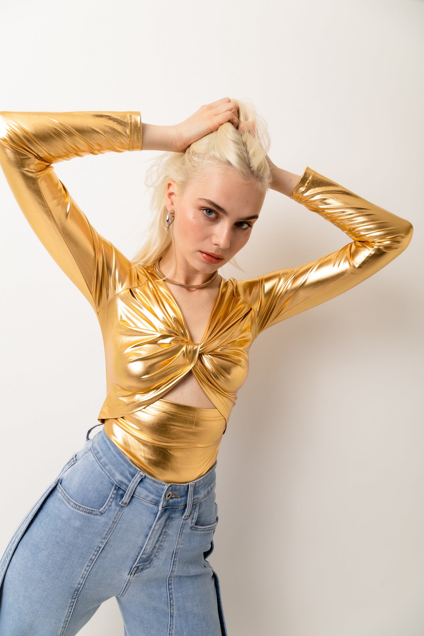 Martina High Shine Stretch Long Sleeve Top-ALJH0204