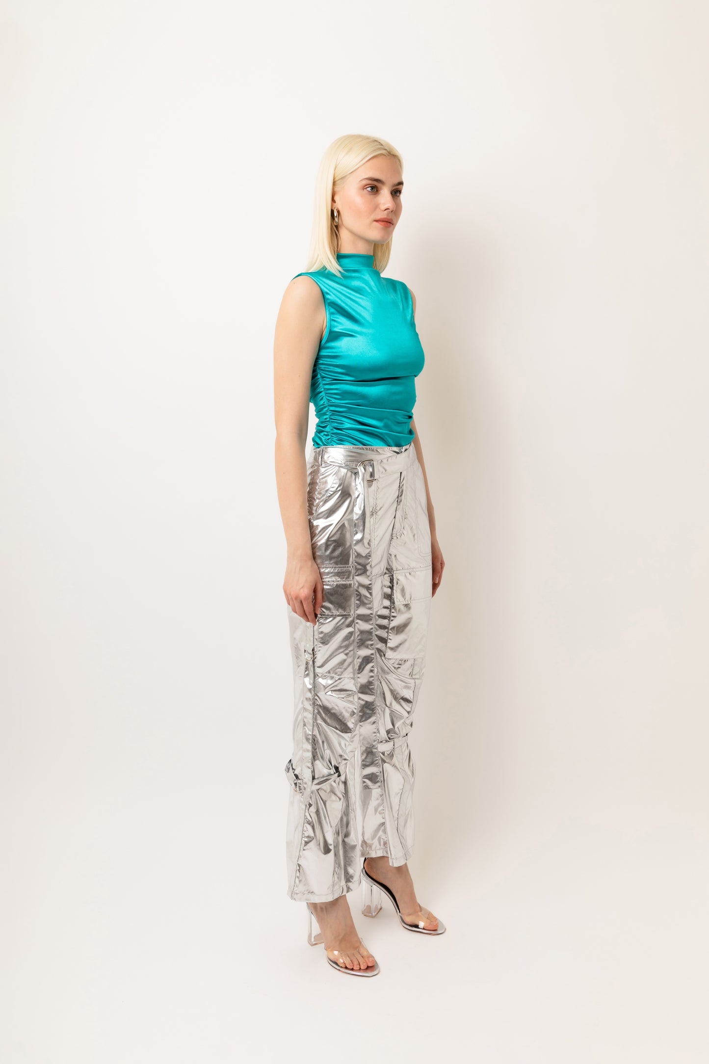 Y2K Metallic Loose Fit Combat Utility Pants-ALJH0217