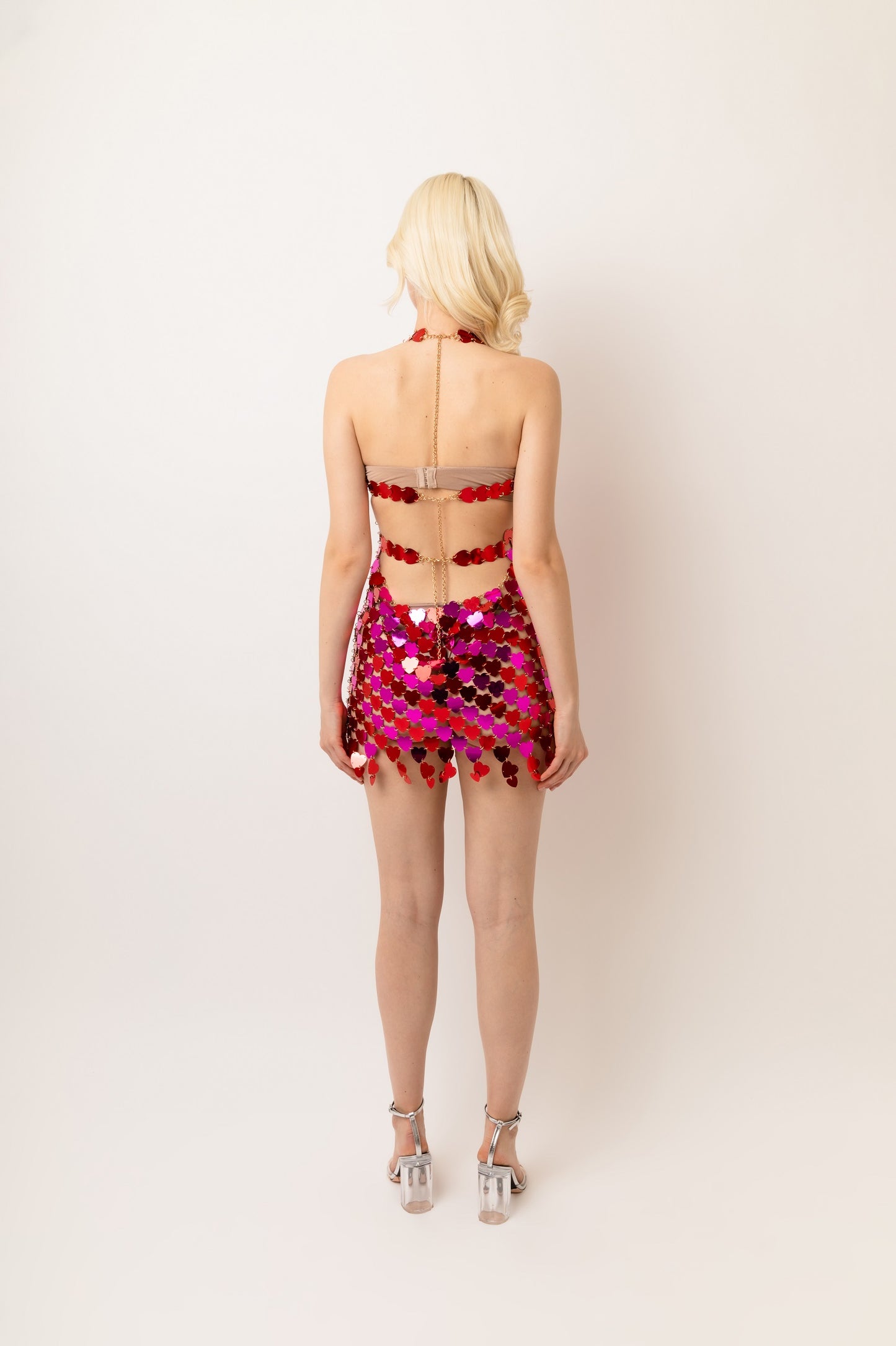GIGI PINK DISC SEQUIN MINI DRESS-ALJH0161