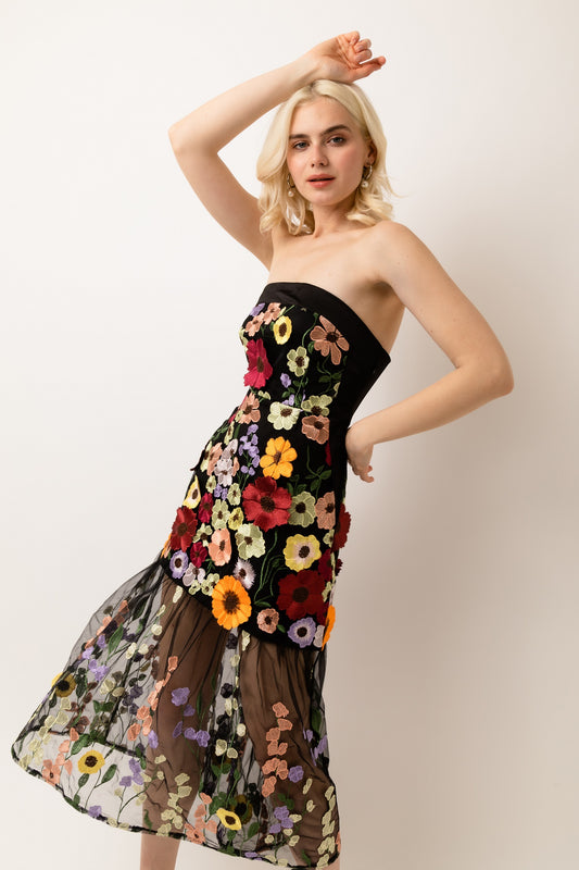 ZION FLORAL STRAPLESS MAXI DRESS-ALJH0144