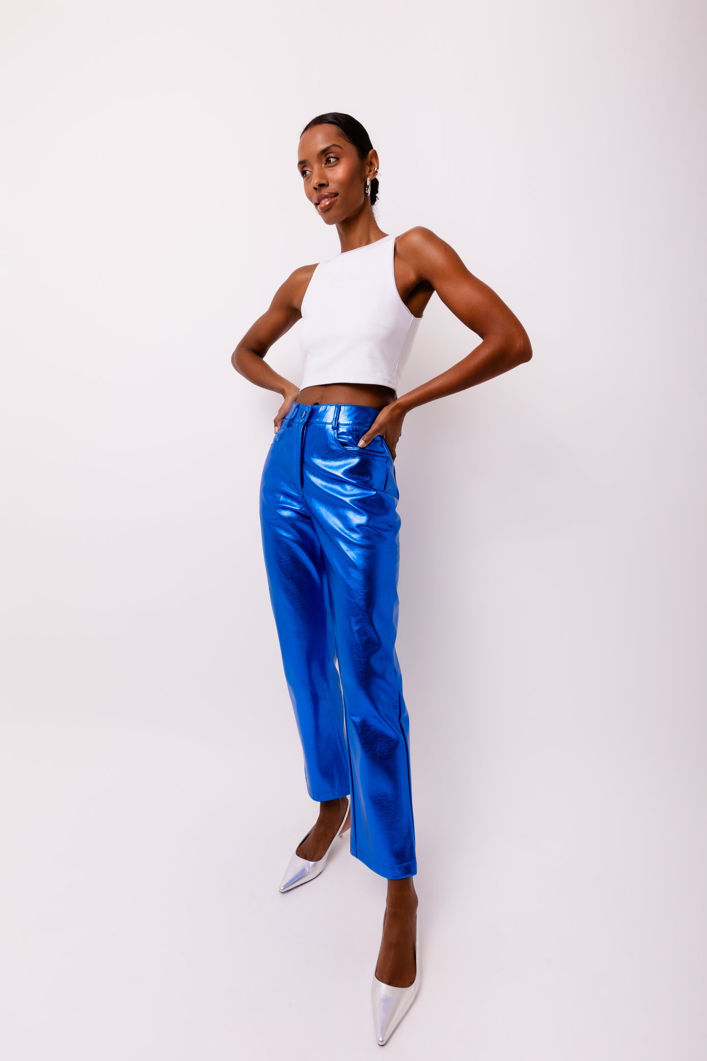 LUPE COBALT BLUE METALLIC TROUSERS-DB005