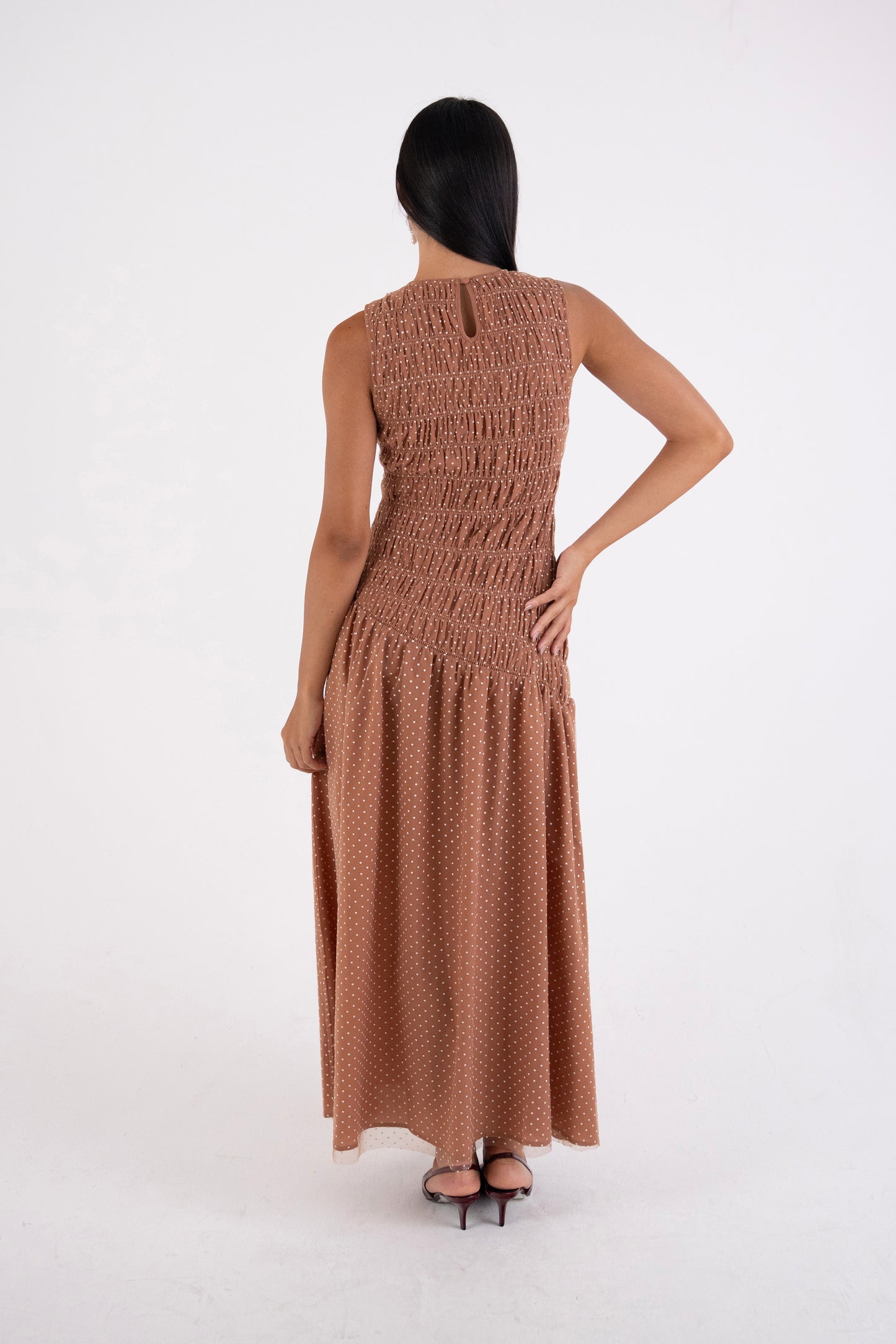 Julia Smocked Polka Dot Maxi Dress-ALLW335-1