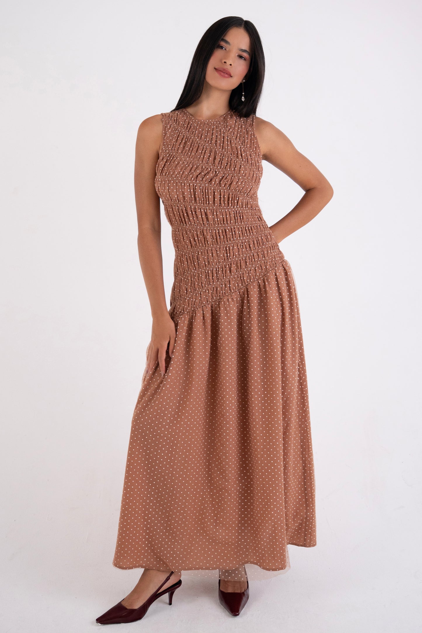 Julia Smocked Polka Dot Maxi Dress-ALLW335-1