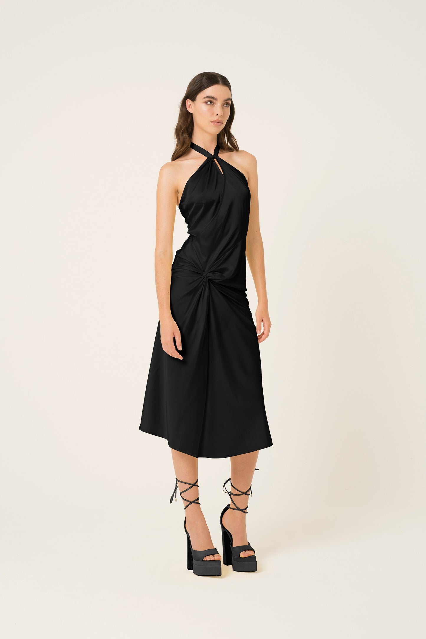 Serena Halter Neck Satin Midi Dress-ALGG2060-2