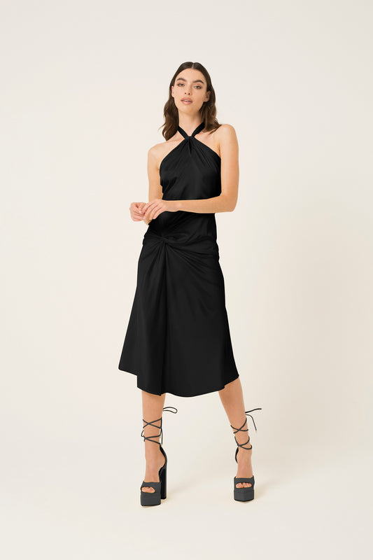 Serena Halter Neck Satin Midi Dress-ALGG2060-2