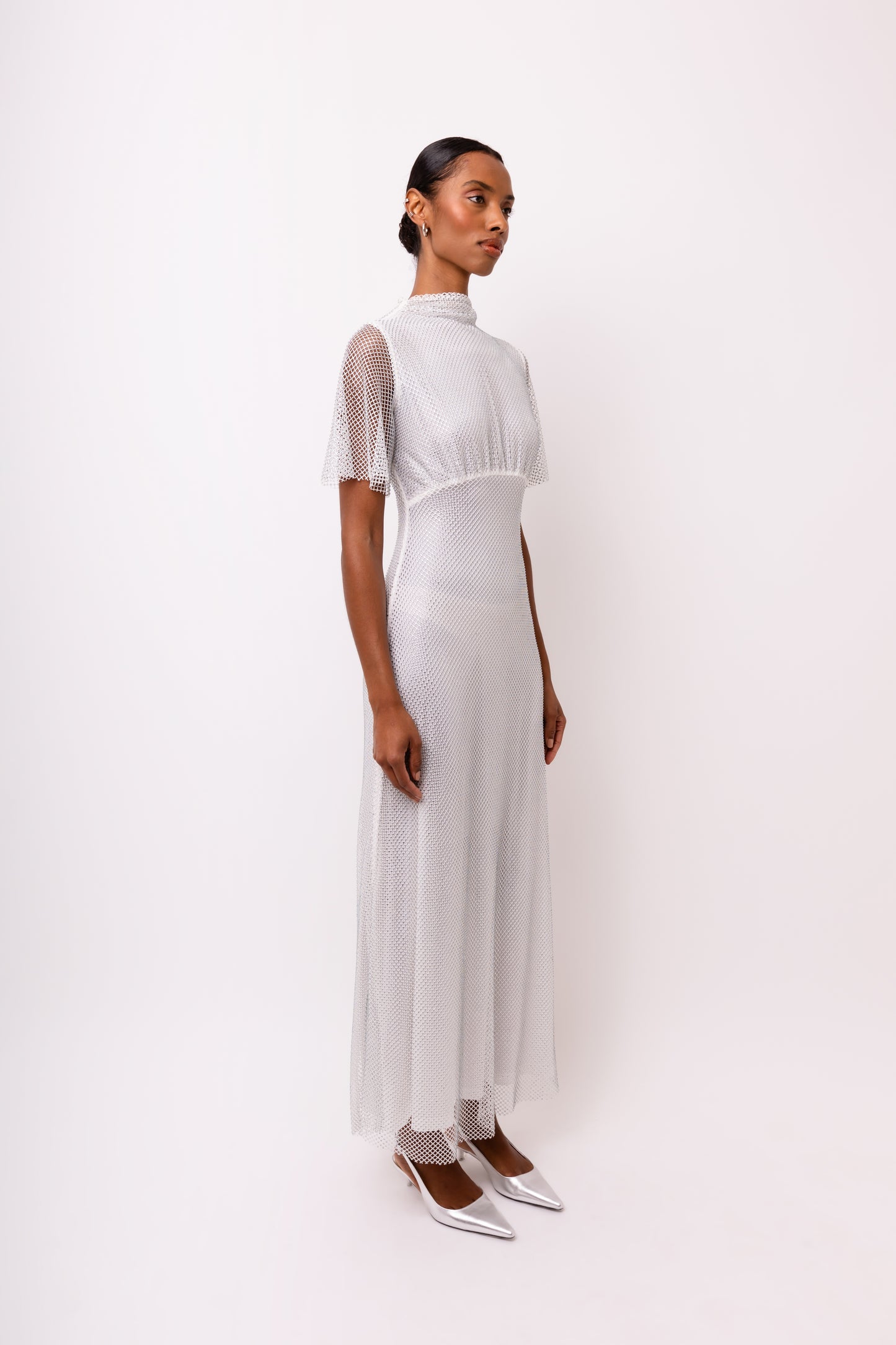 Azalea Semi Sheer High Neck Maxi Dress-ALJH0280