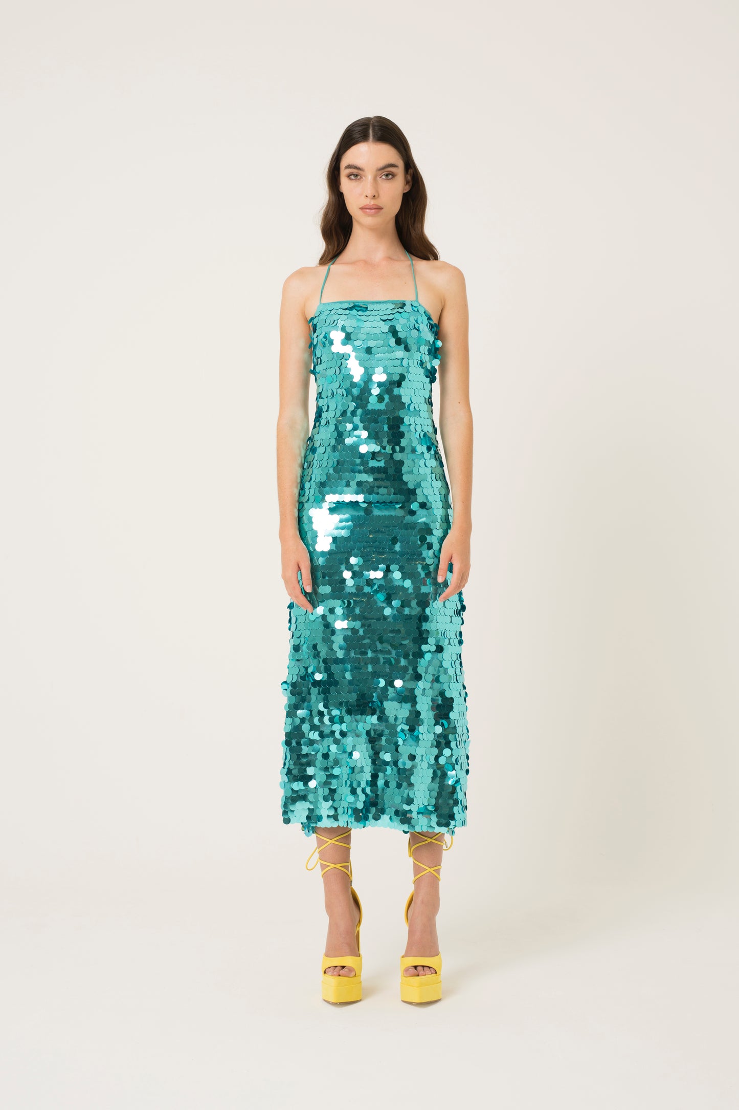 Monique High Shine Sequin Spaghetti Strap Midi Dress-ALGG2021