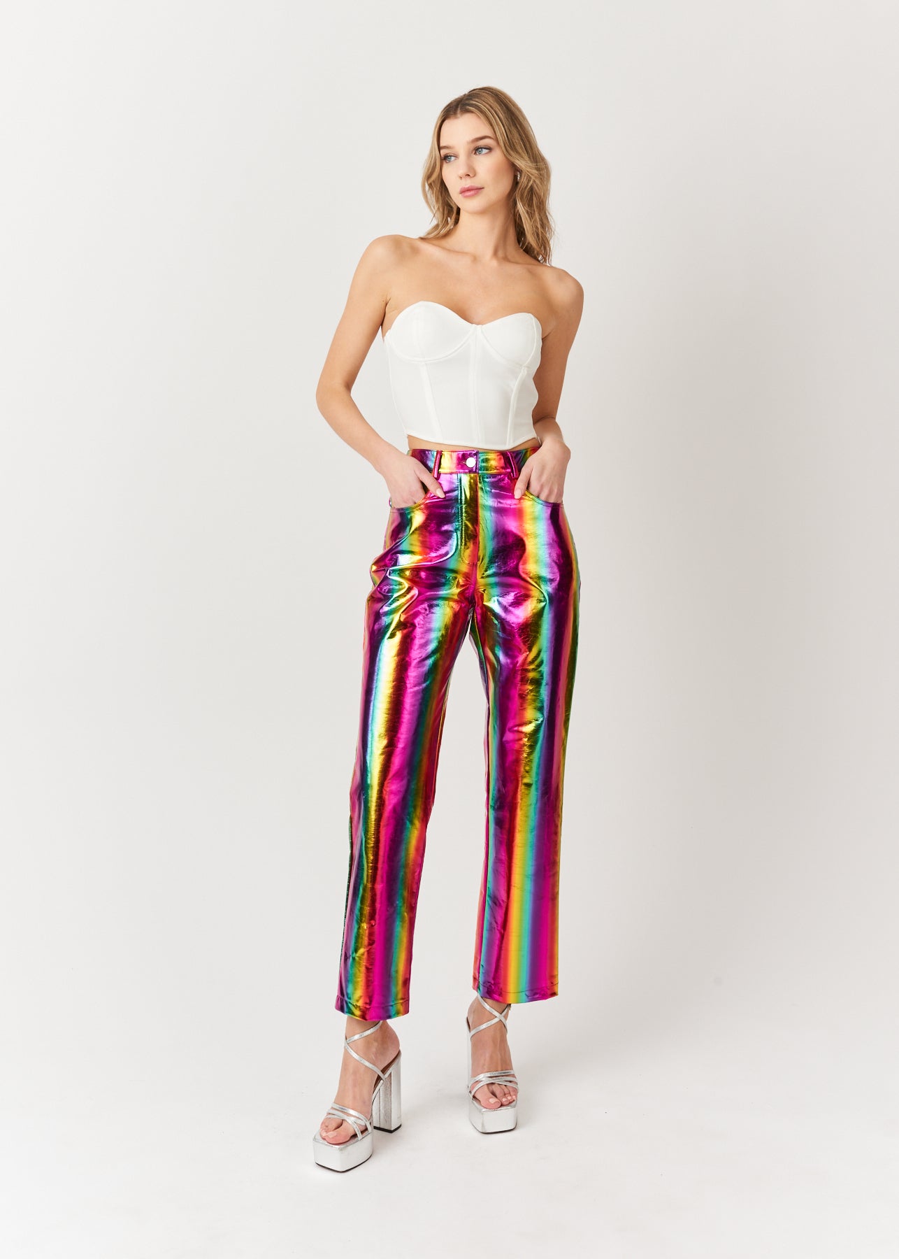 metallic dress pants heipeiwa Women's Metallic Wide Leg Palazzo Pants Rib Pleated Smocked Waist Party Club Sequin Slacks Pant at Amazon Women's Clothing store