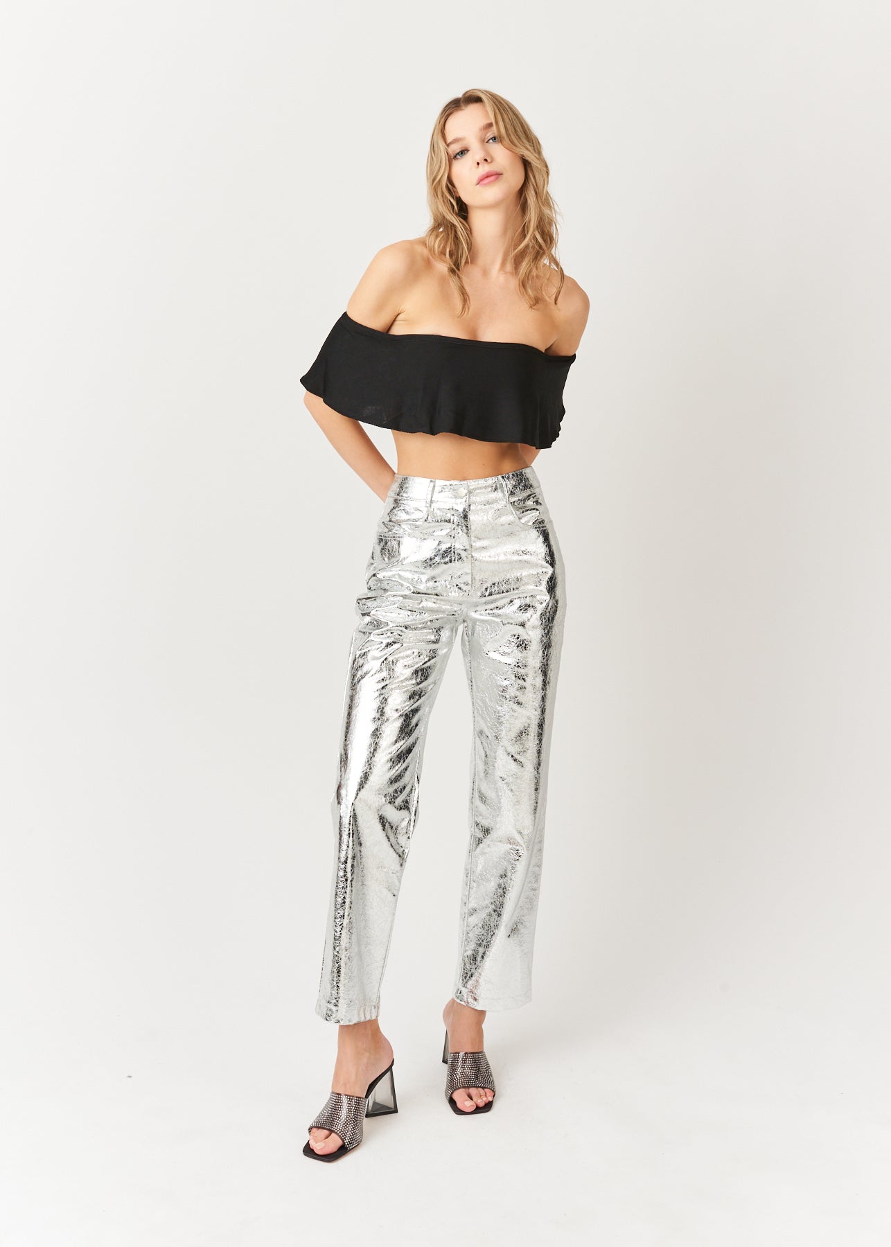 SILVER TEXTURED LUPE PANT-ALJH0101-1