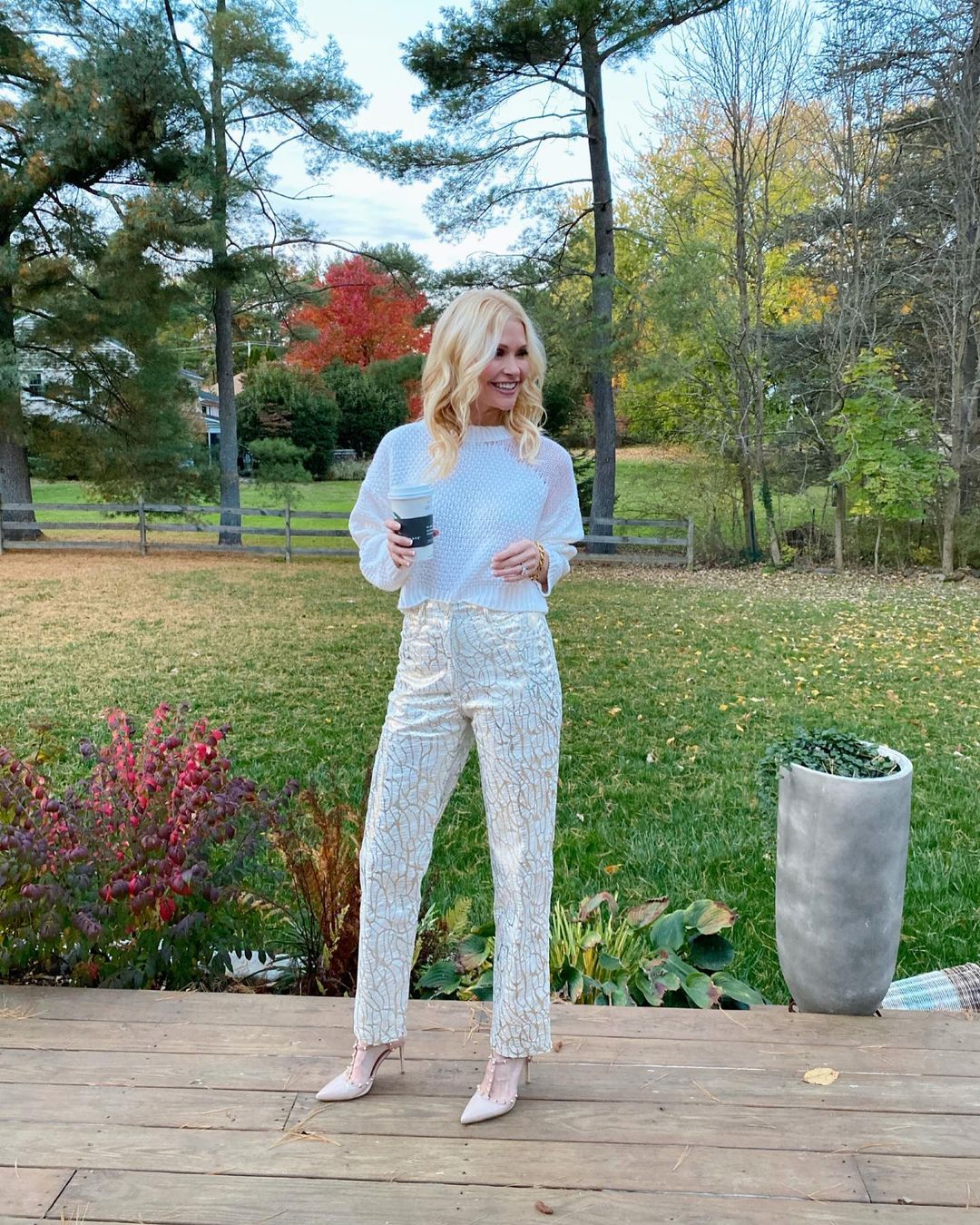 LUPE PRINTED METALLIC PANTS-ALJH0051