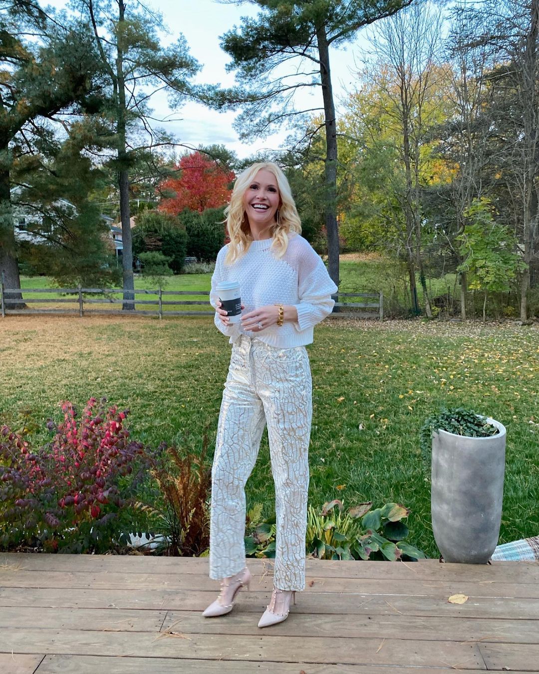 LUPE PRINTED METALLIC PANTS-ALJH0051