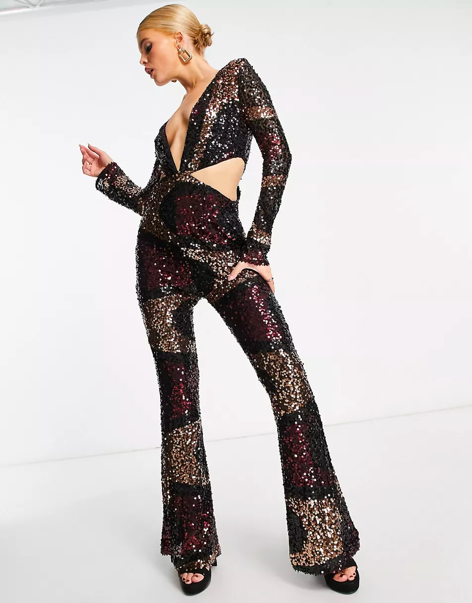 VEGAS SWIRL SEQUIN JUMPSUIT-ALJH0043