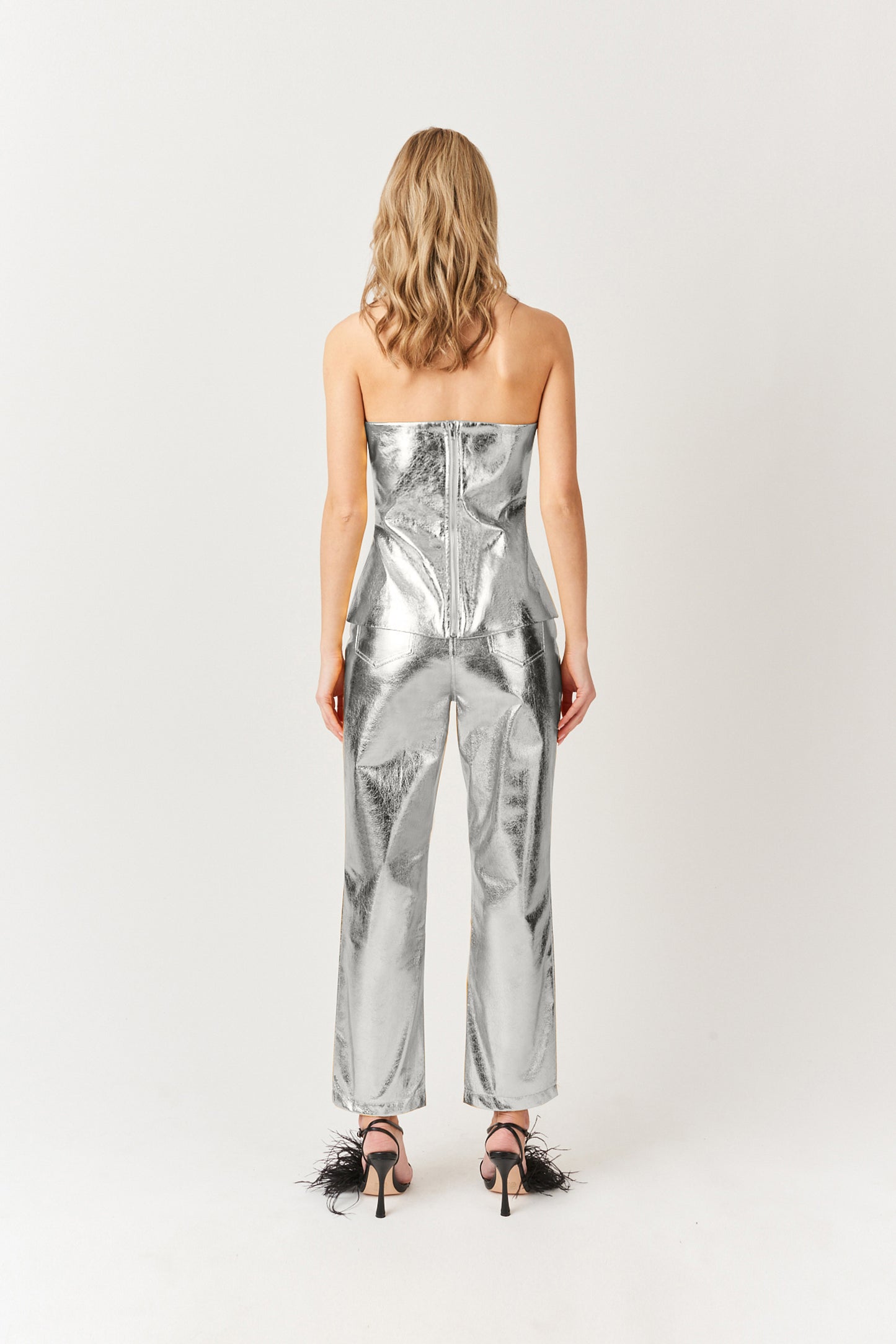 JOHANNA FAUX LEATHER METALLIC TOP-ALJH0125