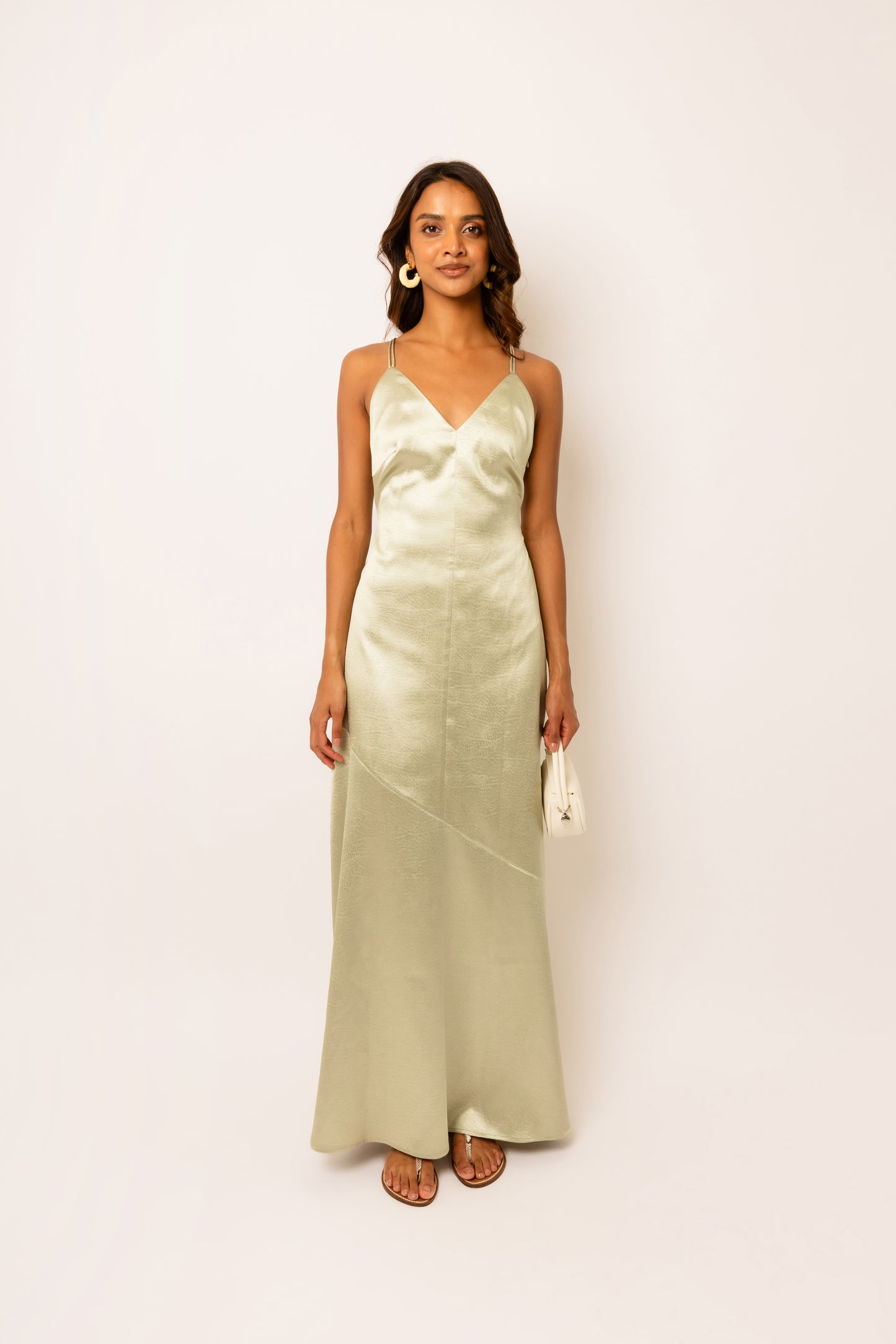 Leonie Mint Satin Maxi Dress-ALLW137