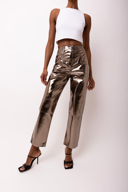 LUPE CHARCOAL METALLIC TROUSERS-DB002