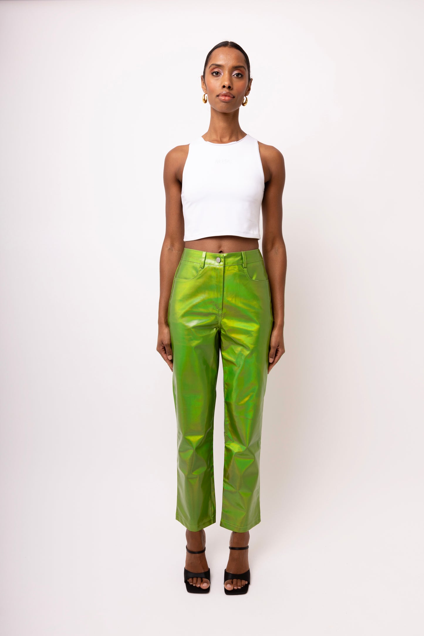 LUPE GREEN METALLIC TROUSERS-DB002