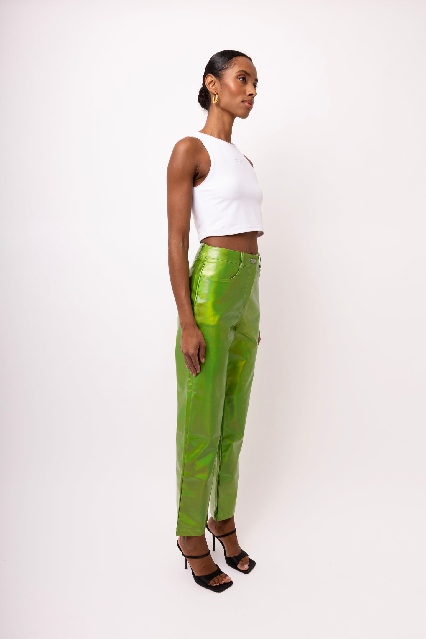 LUPE GREEN METALLIC TROUSERS-DB002