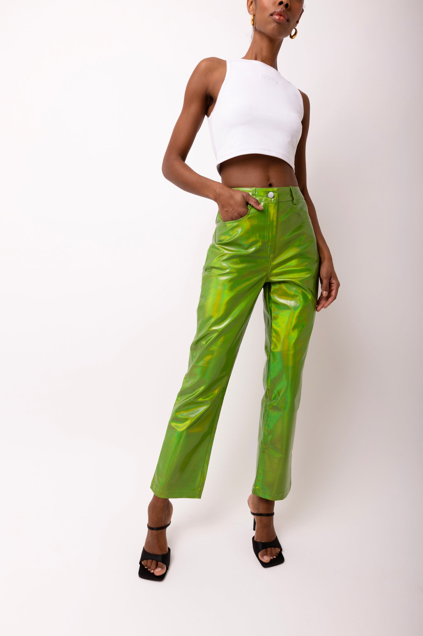 LUPE GREEN METALLIC TROUSERS-DB002