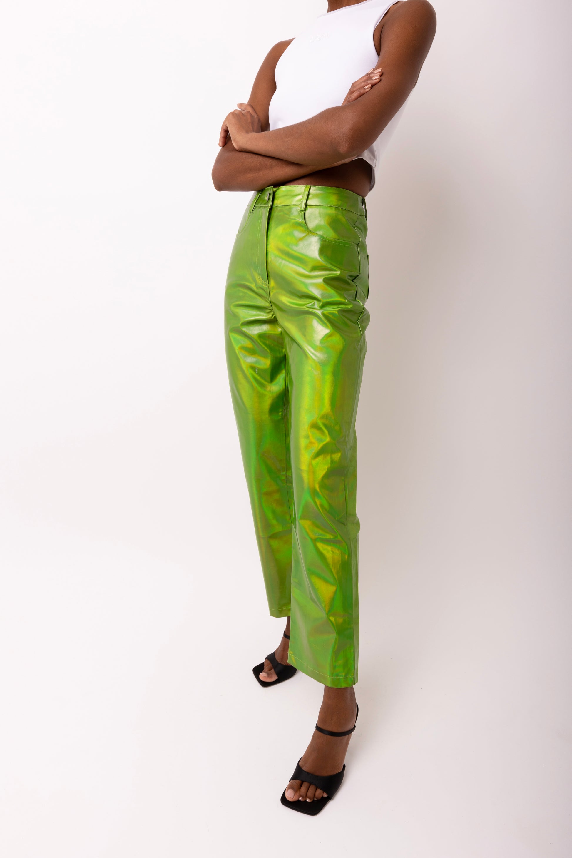 Lupe Metallic Pants Bright Green