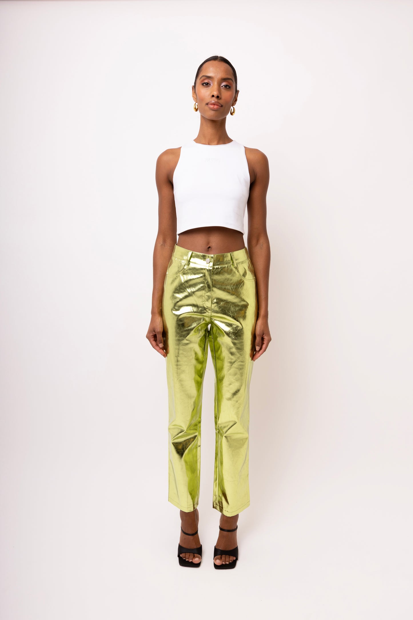 LUPE LIME METALLIC TROUSERS-DB002