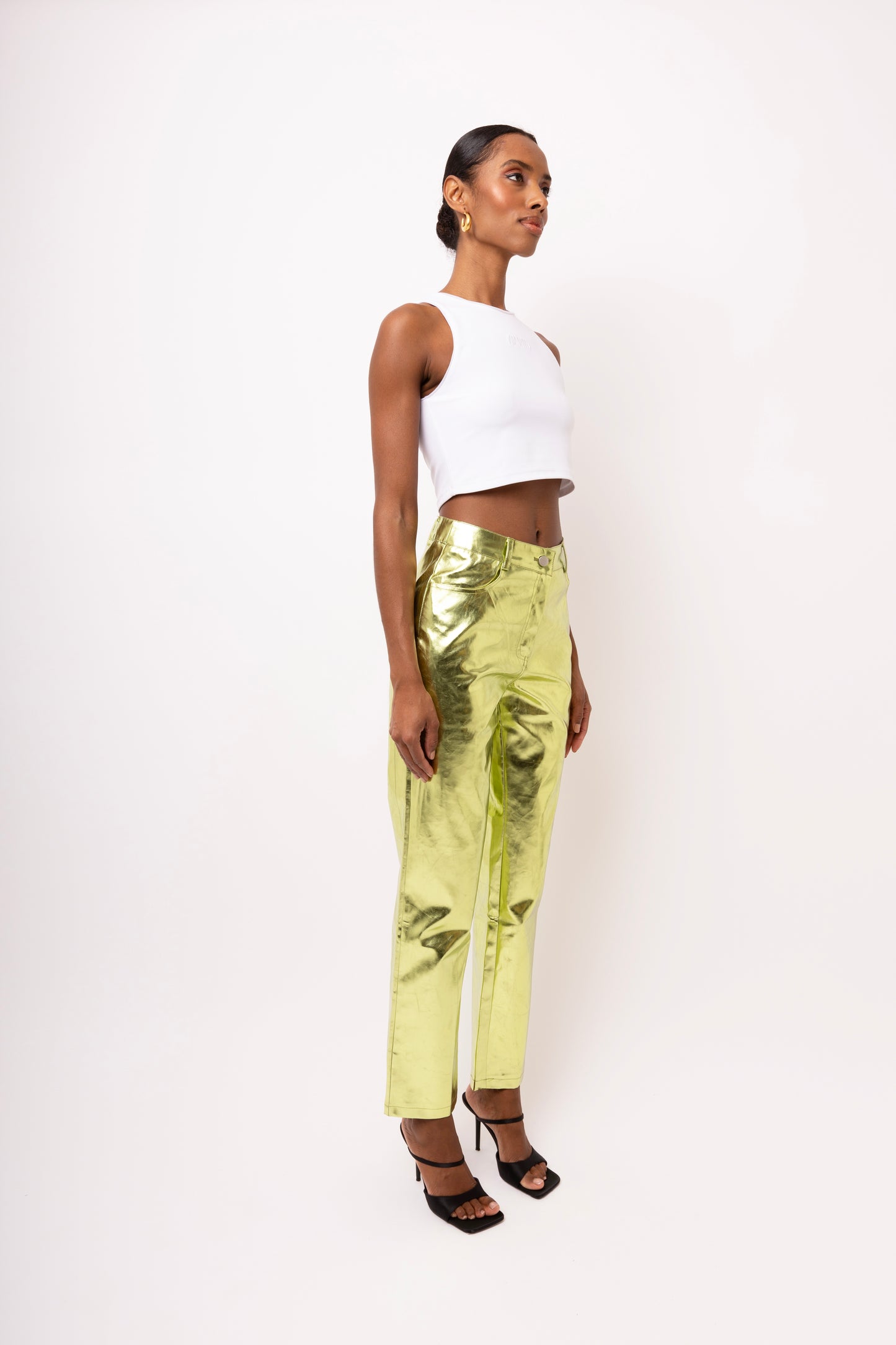 LUPE LIME METALLIC TROUSERS-DB002