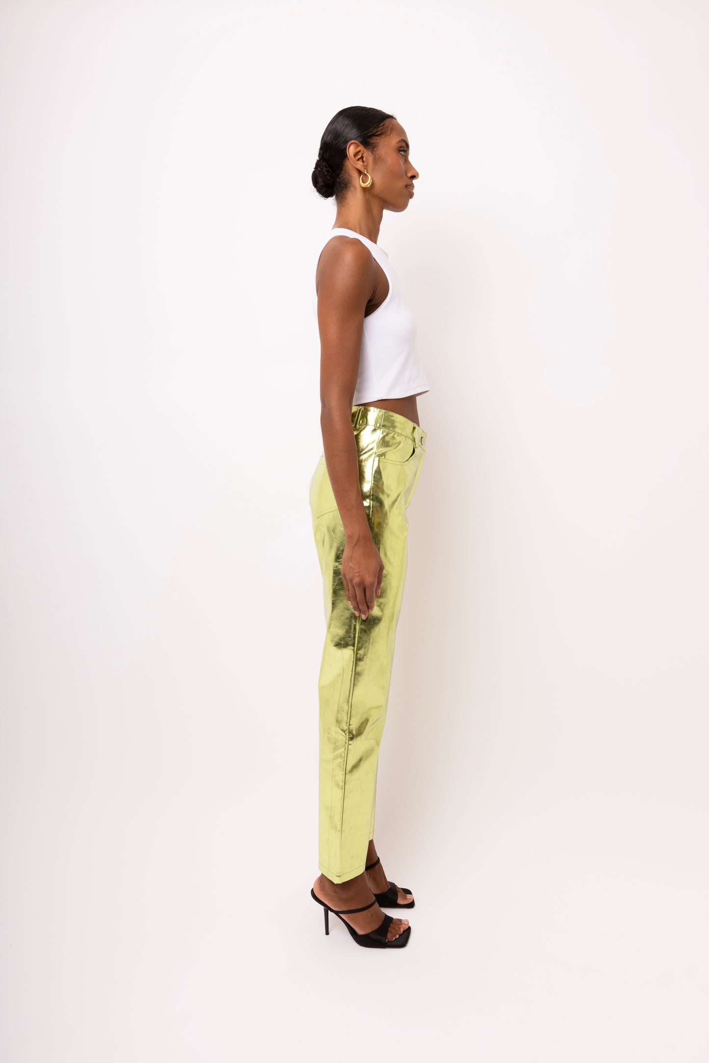 LUPE LIME METALLIC TROUSERS-DB002